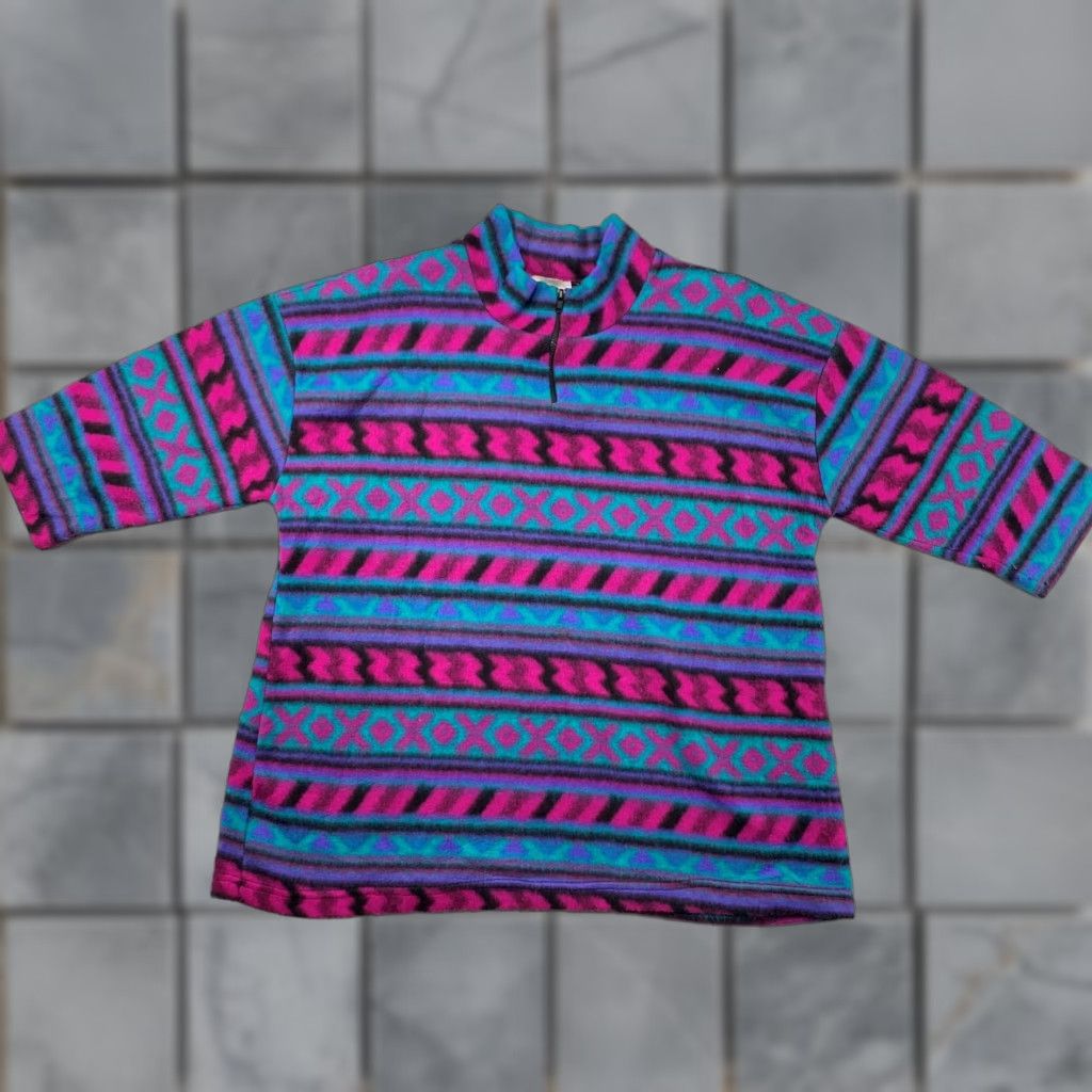 Vintage VINTAGE CR & Me Sweater Women 2XL Aztec Geometric 1/4 Zip Shoulder Pads USA Made Size XXL / US 16-18 / IT 52-54 - 1 Thumbnail