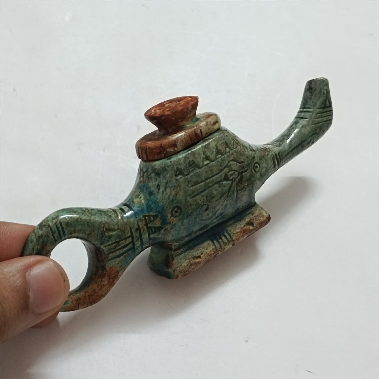 Handmade Hammer stone oil lamp in ancient Egyptian style Size ONE SIZE - 1 Thumbnail