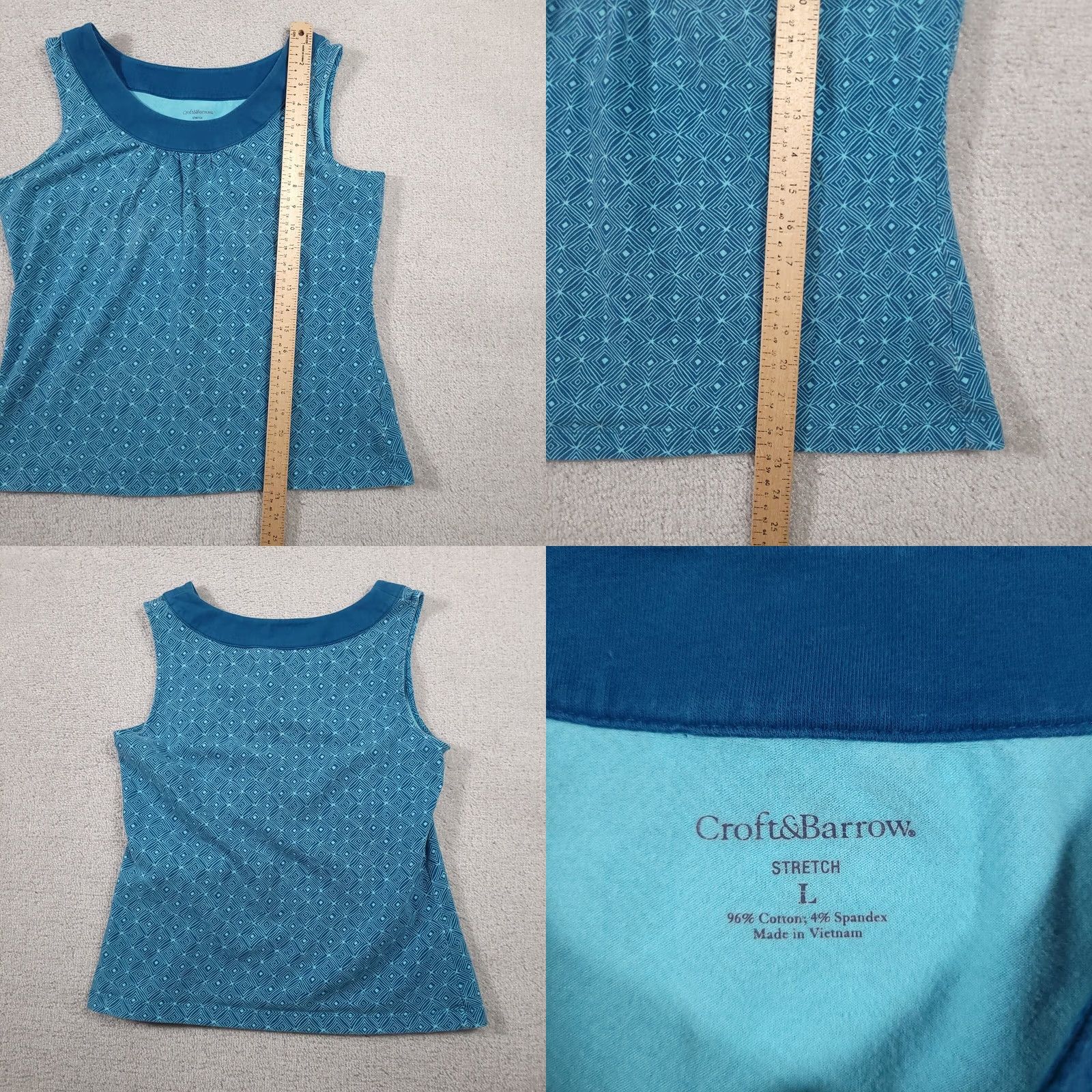 Croft & Barrow Croft & Barrow Tank Top Sleeveless Shirt Women’s Large Blue Geometric Round Neck Size L / US 10 / IT 46 - 8 Thumbnail