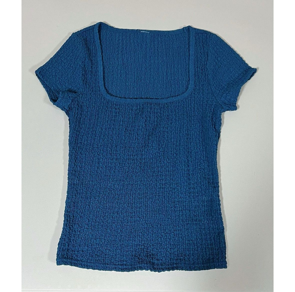 Japanese Brand Blue Square-Neck Short Sleeve Y2K Shirt Top Blouse Size S 💙✨ Size S / US 4 / IT 40 - 1 Thumbnail