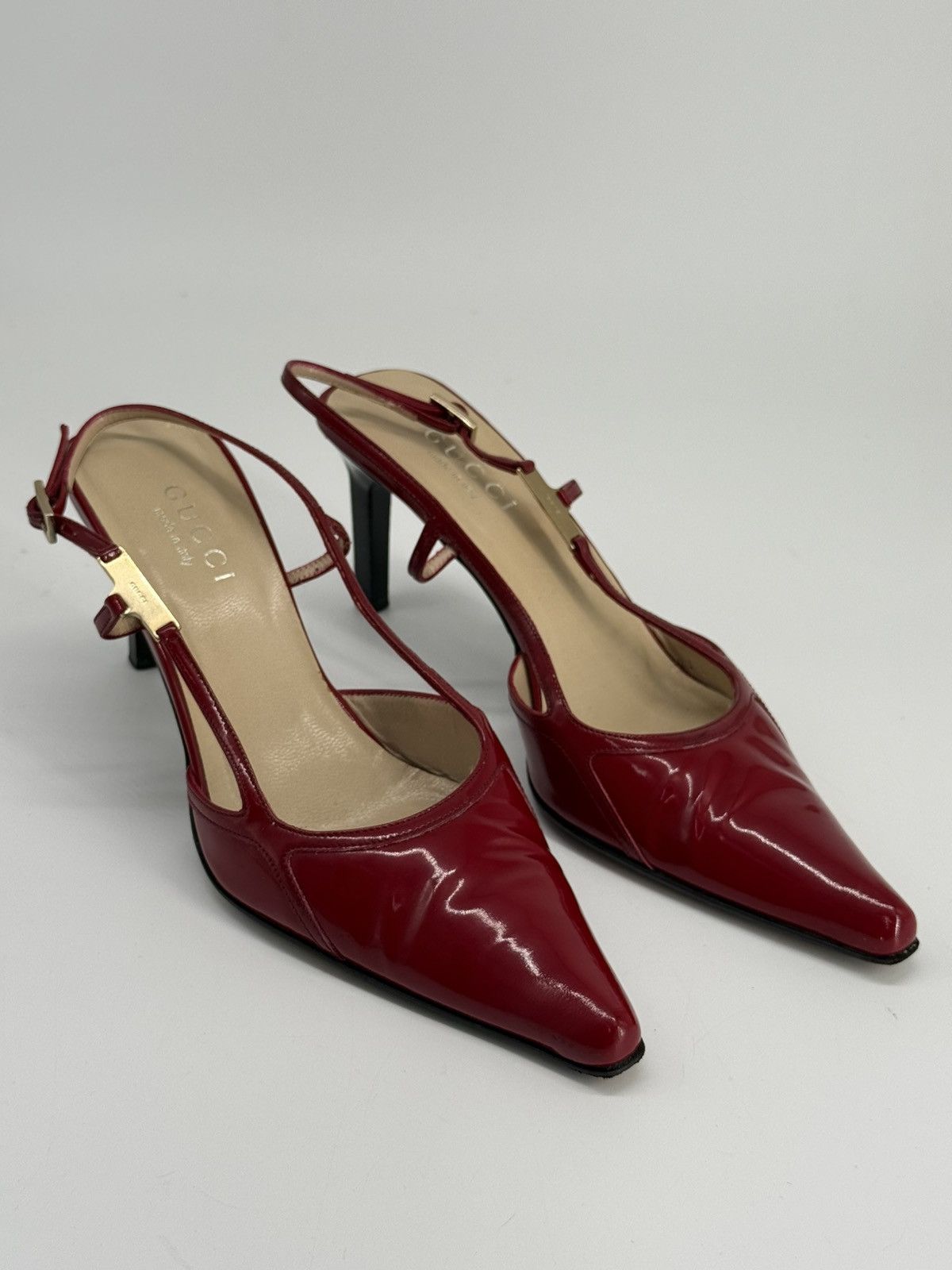 Gucci Gucci Patent Leather Slingback Pump Red , Size 7.5 Size US 7.5 / IT 37.5 - 1 Thumbnail
