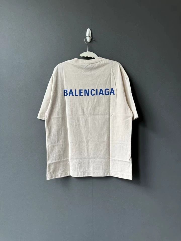 Balenciaga Balenciaga Beige blue front and back logo short sleeve 2501 Size US XS / EU 42 / 0 - 2 Thumbnail
