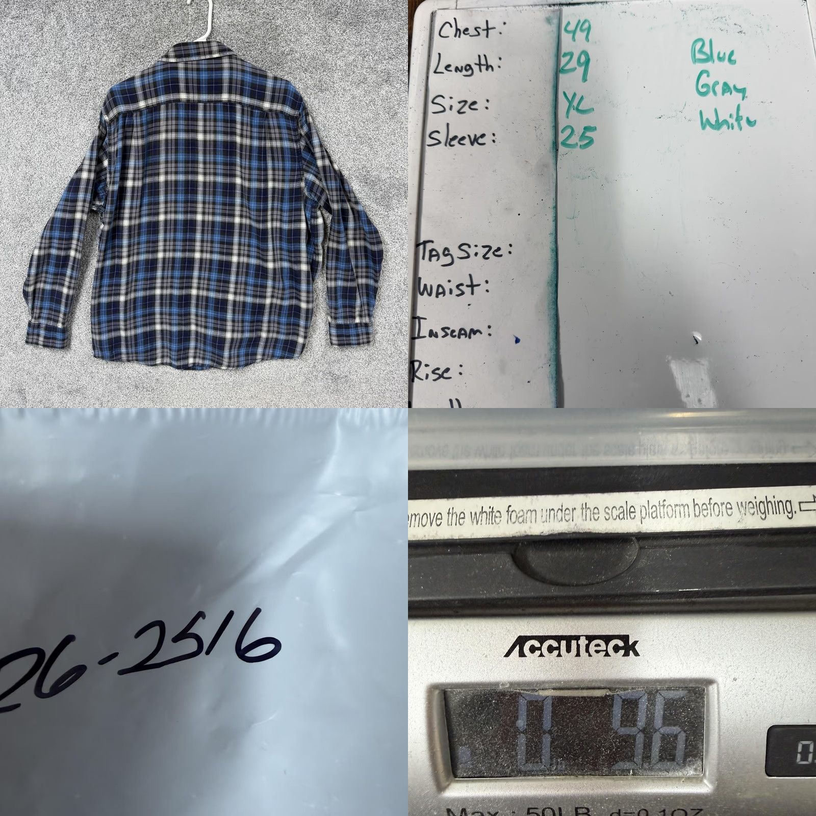 Faded Glory Faded Glory Mens XL Flannel Button-Down Shirt Blue Gray Plaid Workwear Casual Button-Up Sh Size US XL / EU 56 / 4 - 8 Thumbnail