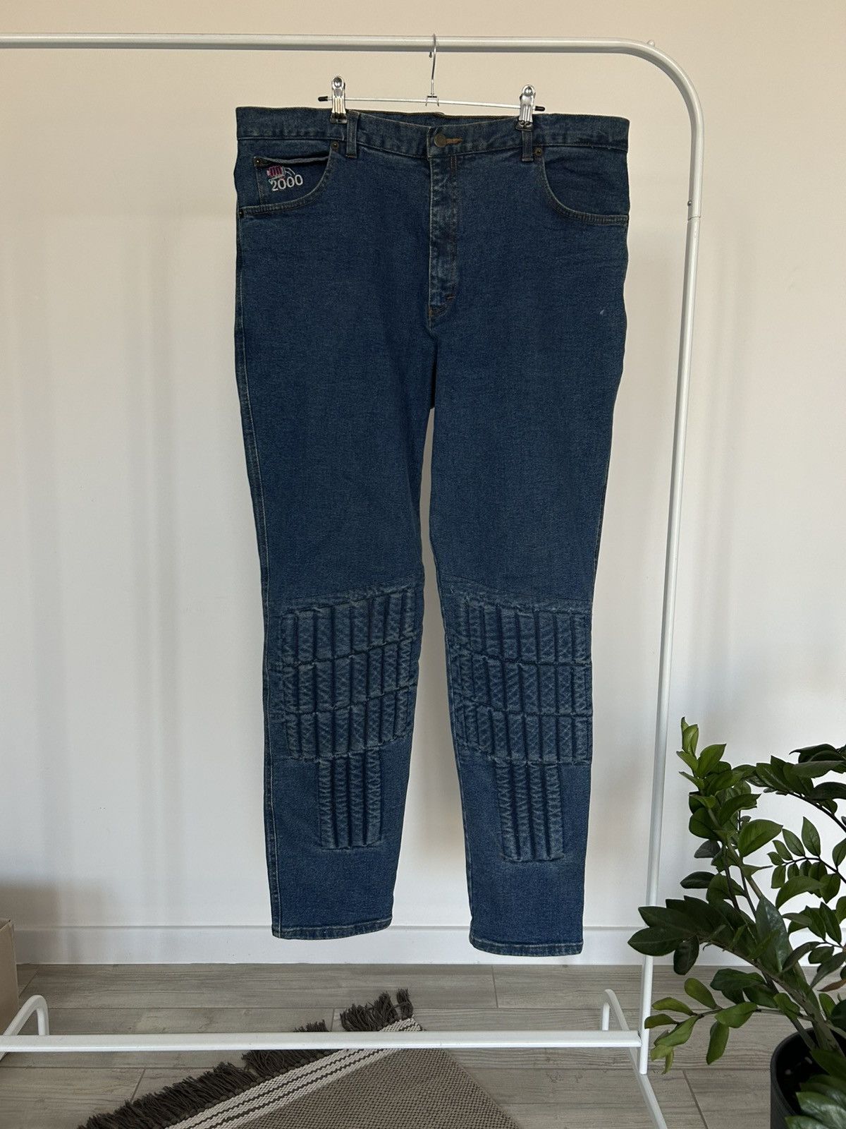 Vintage 90s Giali Motorcycle Padded Denim Jeans Biker Racing