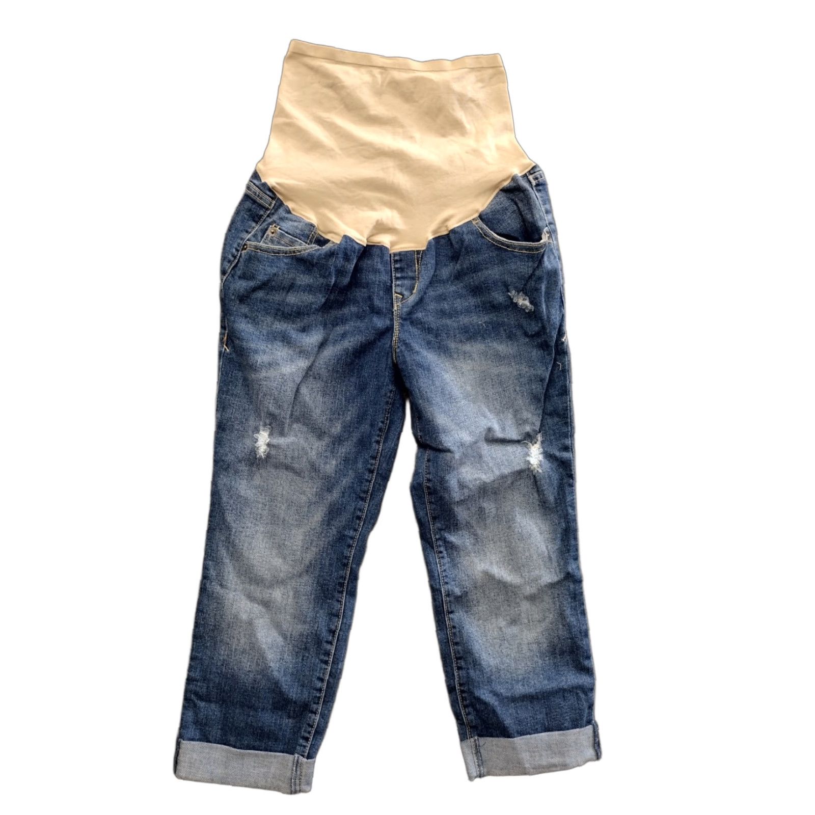 Old Navy VINTAGE Old Navy Distressed Cuffed Blue Denim Maternity Jeans Size 10 Size 32" / US 10 / IT 46 - 1 Thumbnail