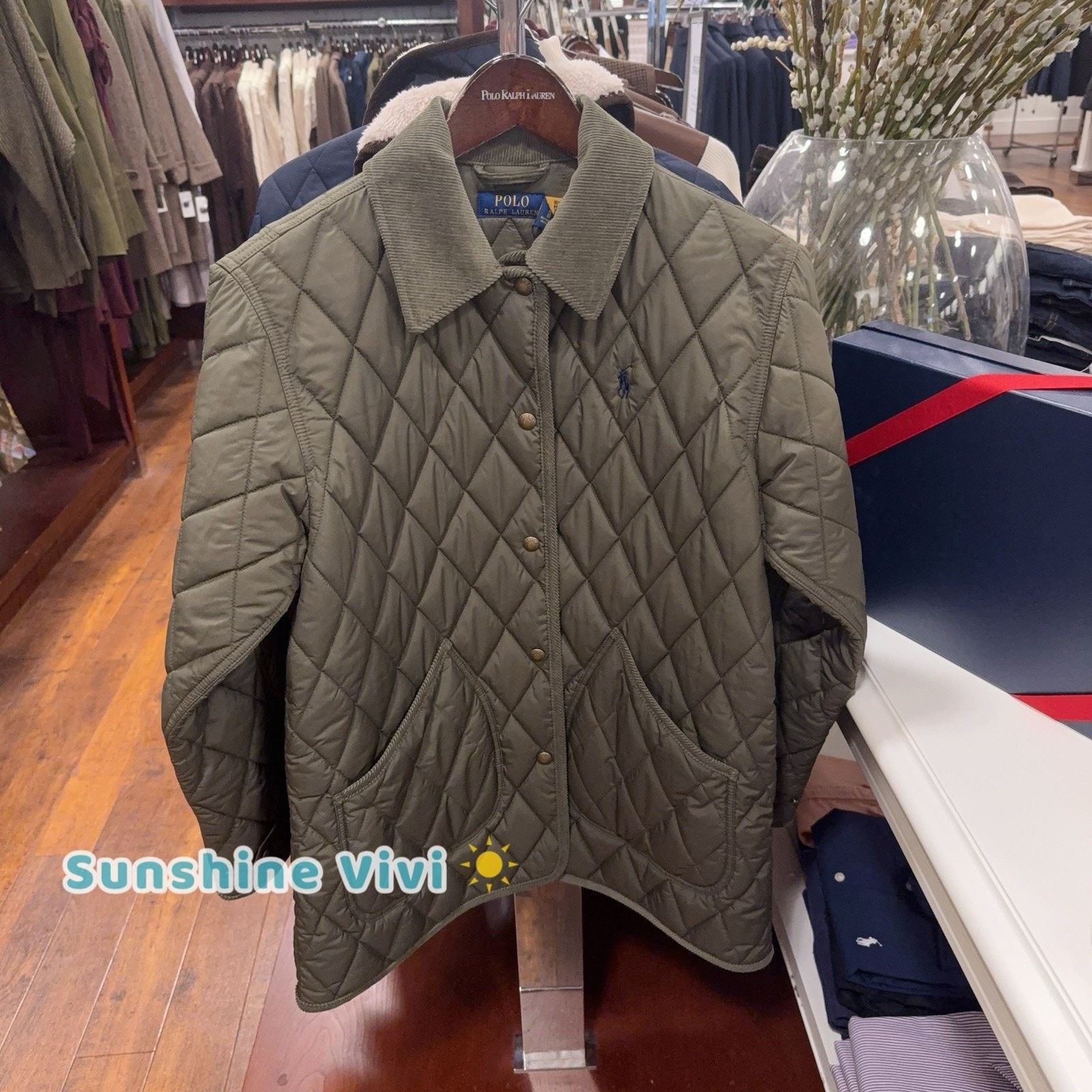 NWT Ralph Lauren Polo Women Quilted Barn Jacket Large Green