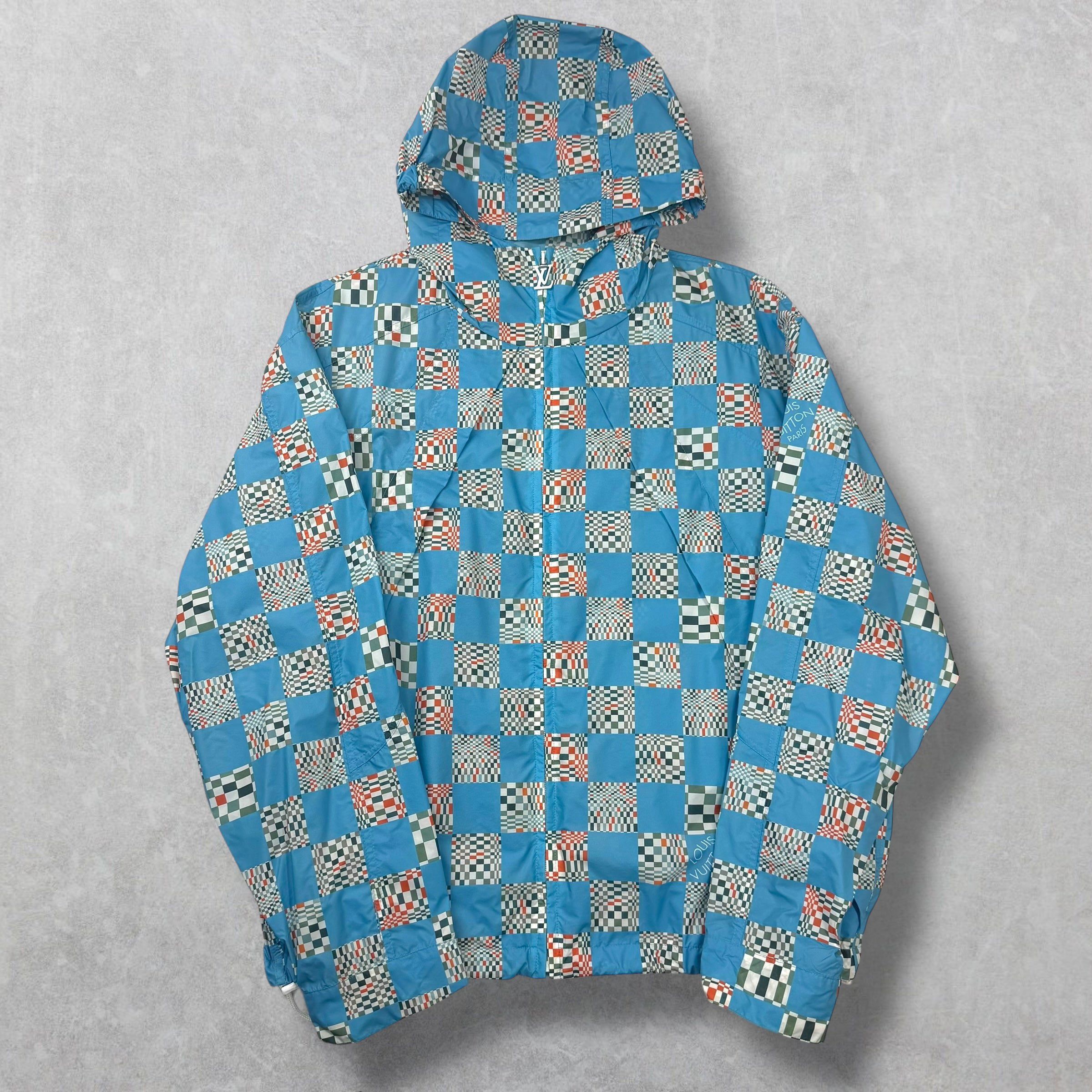 Louis Vuitton Louis Vuitton Distorted Damier Blue Nylon Windbreaker Jacket Size US S / EU 44-46 / 1 - 1 Thumbnail