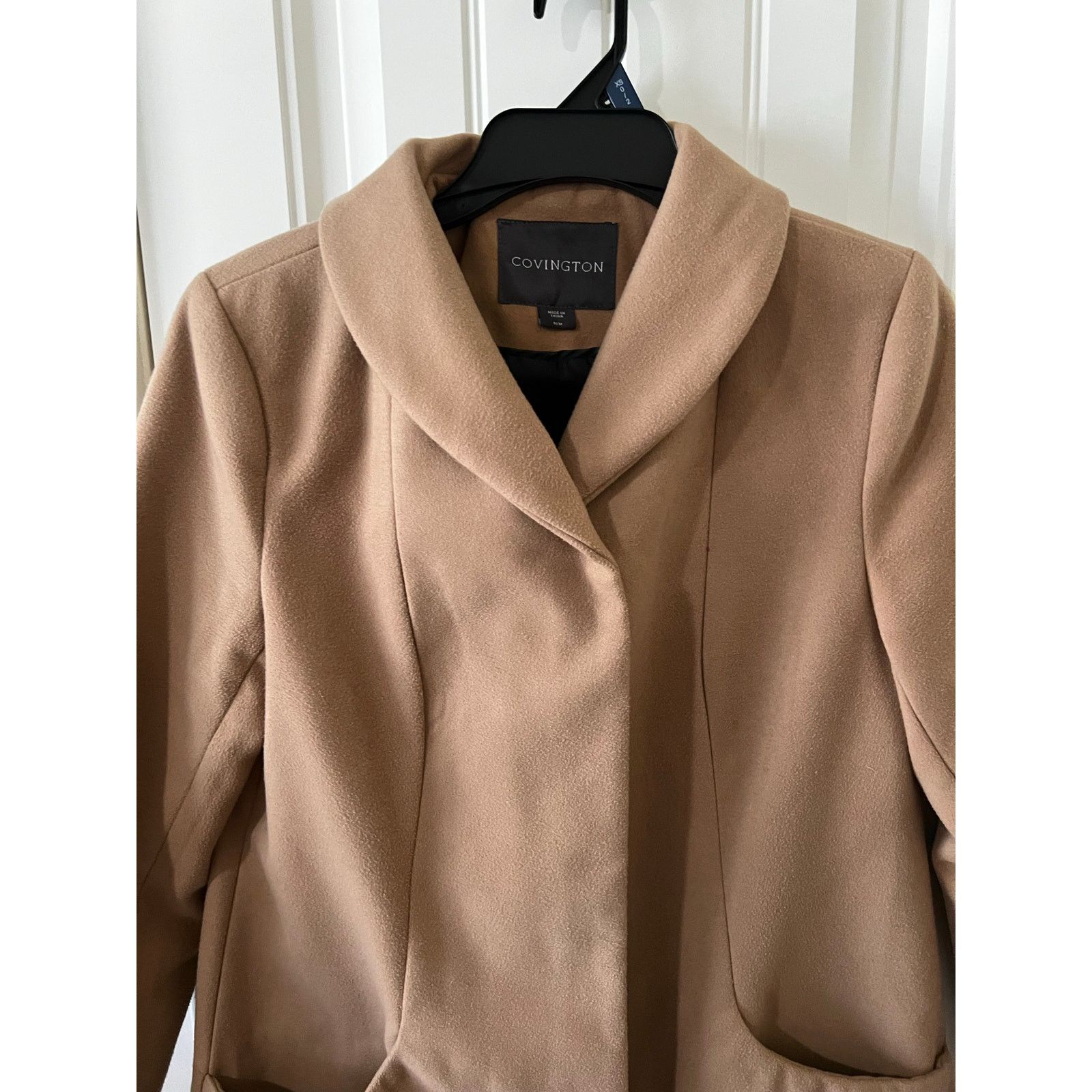 Covington Cocoon Long Tan Pea Coat Tweed Zip-up Jacket Pockets Medium Size M / US 6-8 / IT 42-44 - 6 Thumbnail