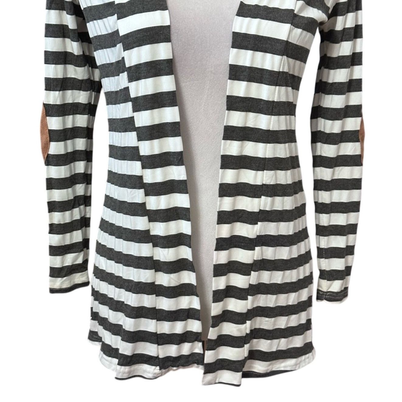 Other Myobe Cardigan Sweater Elbow Patches Striped Gray White S Size S / US 4 / IT 40 - 3 Thumbnail