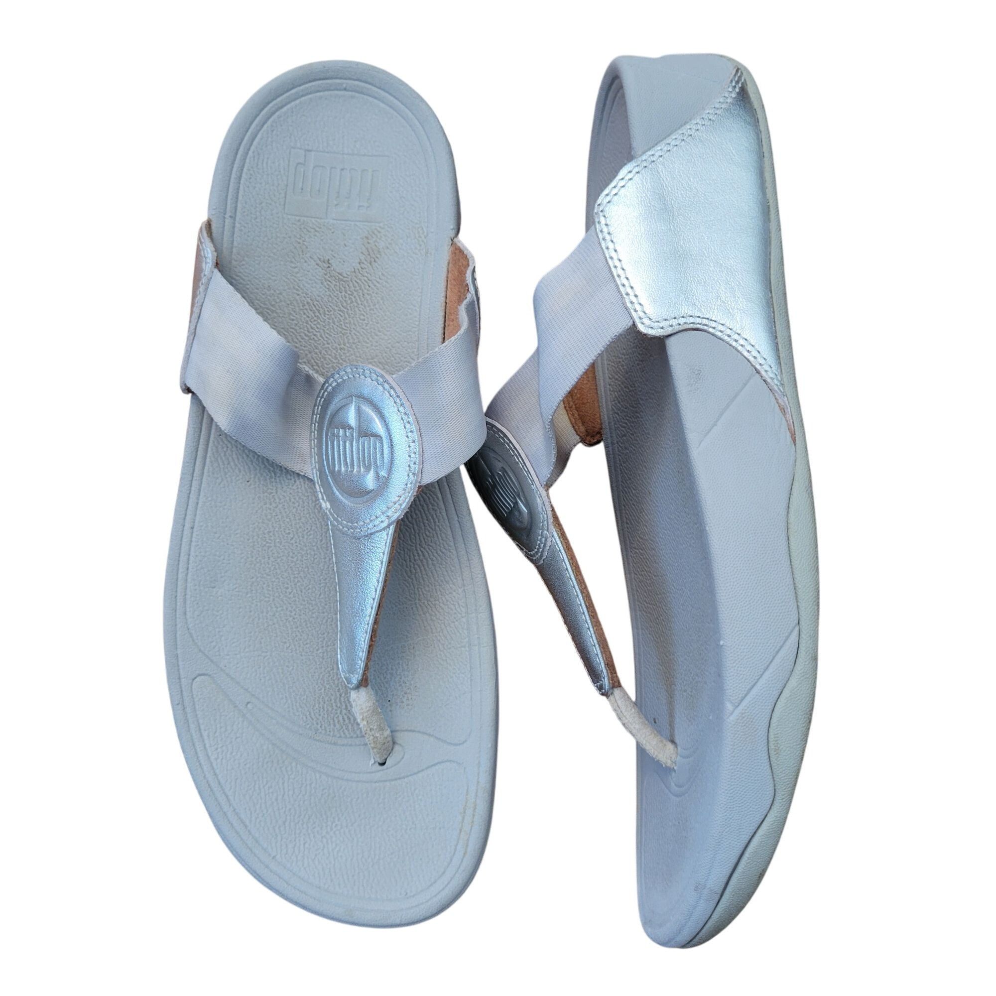 Other FitFlop Sandals 9 Silver Gray Comfort WALKSTAR Toe Post Size US 9 / IT 39 - 1 Thumbnail