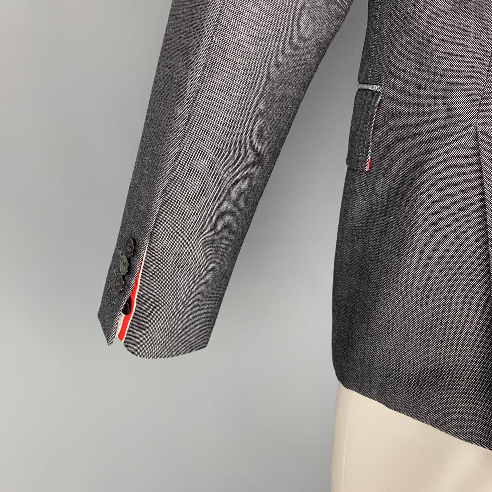 Thom Browne Size 38 Navy Red Checkered Wool Blend Notch Lapel Sport Coat Size 38R - 4 Thumbnail