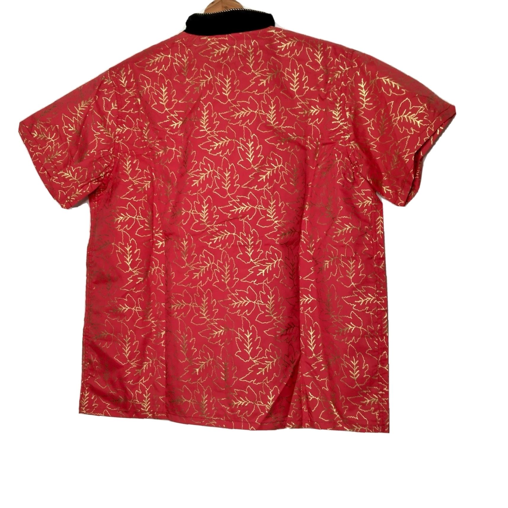 Vintage VINTAGE Lewis Frimel Women Sleepshirt Night Shirt Pink Leaf Print Button Short Sleeve Collared Gold Leaf Accent 34 Nightwear Womens Size XXS / US 00 / IT 34 - 4 Thumbnail