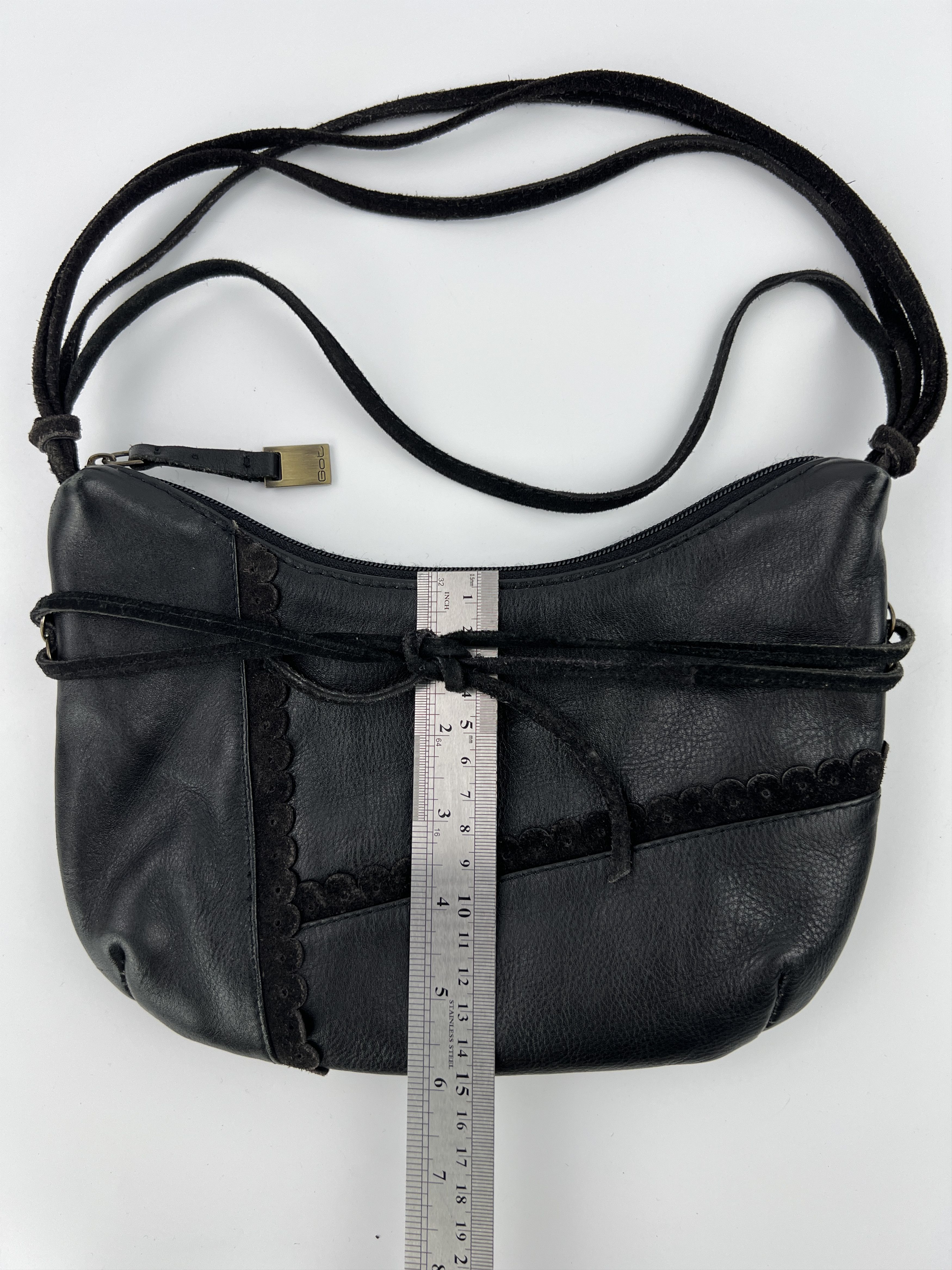 Japanese Brand Y2K Style Black Leather Mini Bag Strap Emo Goth Avant Garde Size ONE SIZE - 9 Thumbnail