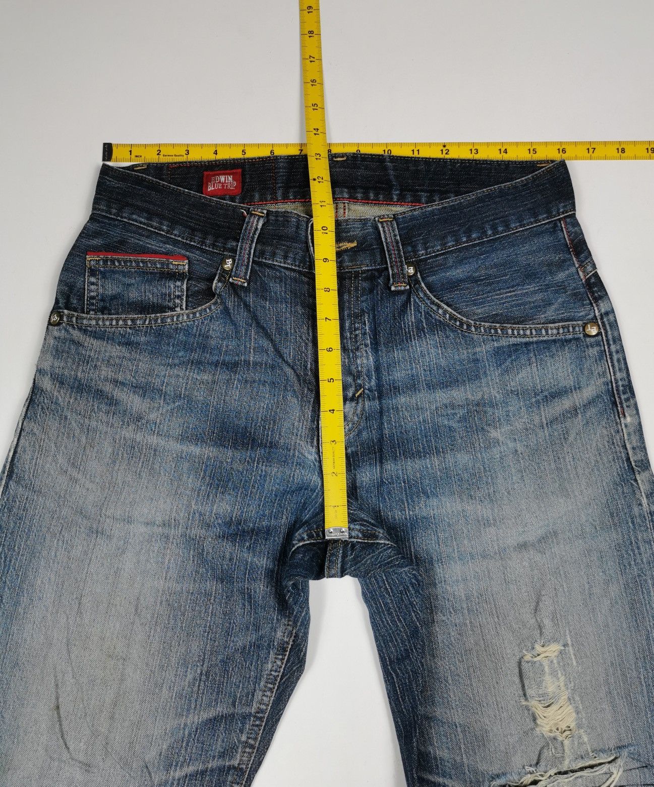 Edwin Edwin Blue Trip Distressed Denim Jeans Size US 32 / EU 48 - 10 Thumbnail