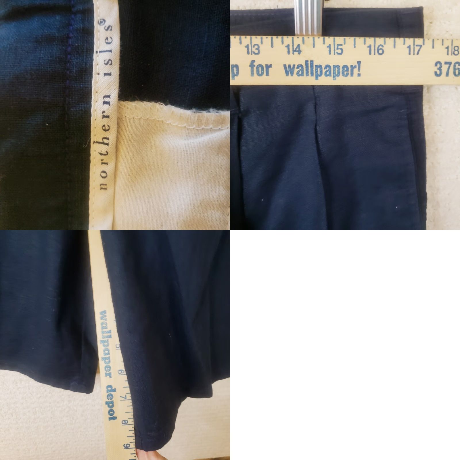 Vintage Northern Isles Men's Navy Blue Pleated Front Shorts Linen Cotton Blend 36x9 Regular Inseam 9 in Navy Chino Casual Travel Summer Spring Fall Mens Size US 36 / EU 52 - 9 Thumbnail