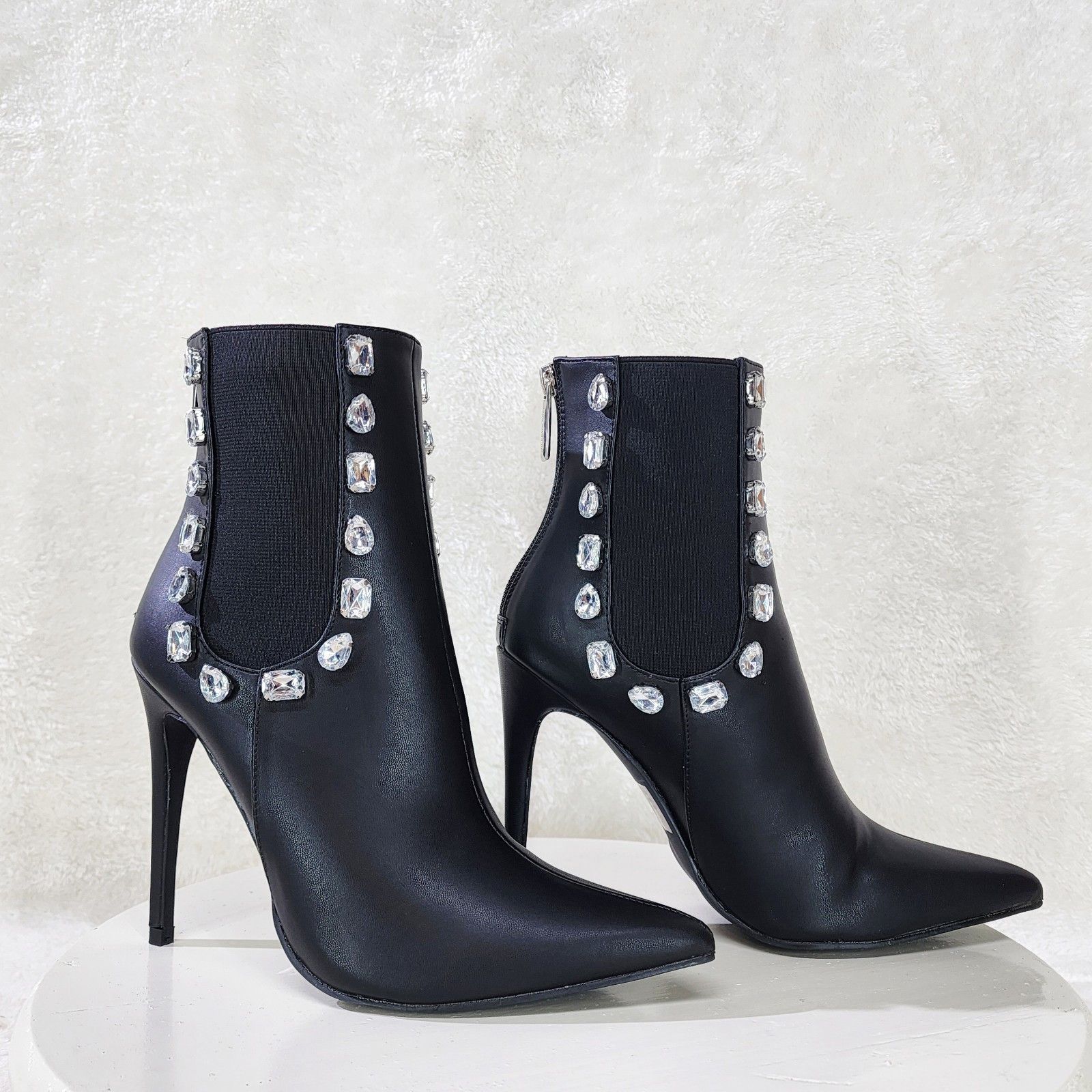 Other Justice Black Fx Leather High Heels Chelsea Boots Ankle Boot Size US 11 / IT 41 - 4 Thumbnail