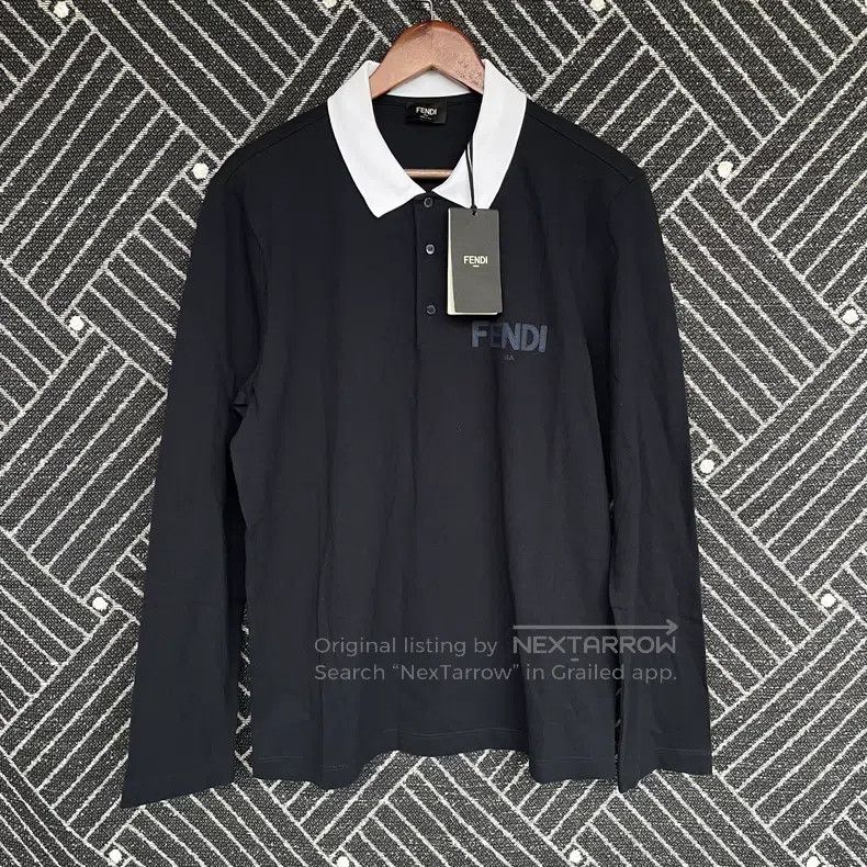 Fendi Fendi Logo-print long-sleeve shirt men's polo shirt Size US L / EU 52-54 / 3 - 1 Thumbnail