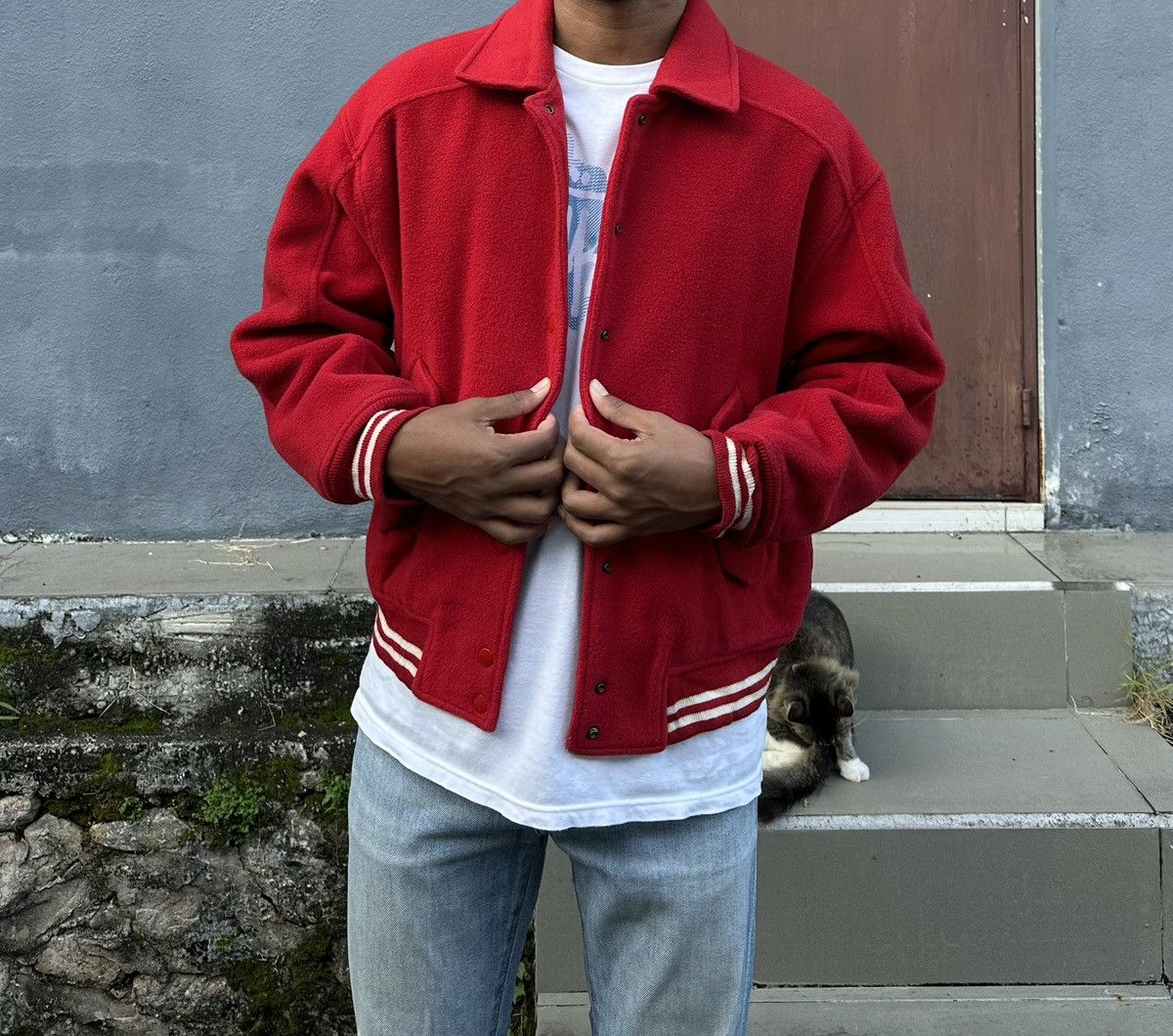 Vintage 👹Vintage Nifty Sports Embroidery Wool Bomber Jacket Size US M / EU 48-50 / 2 - 6 Thumbnail
