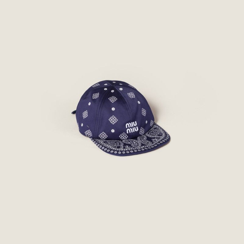 Miu Miu o1B3y1r0426 Size:L / Printed Cotton Baseball Hat / Cap Blue Size ONE SIZE - 1 Thumbnail