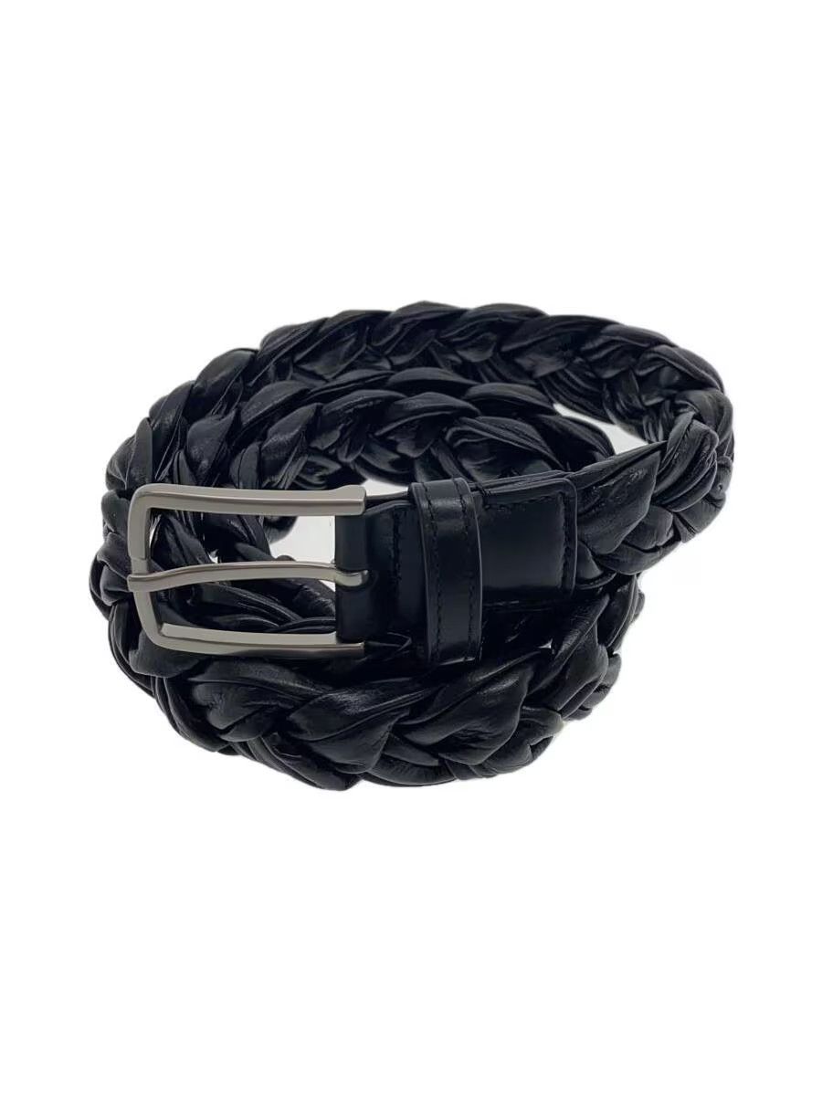 image of Bottega Veneta Banana Intrecciato Leather Belt in Black, Men's (Size 34)