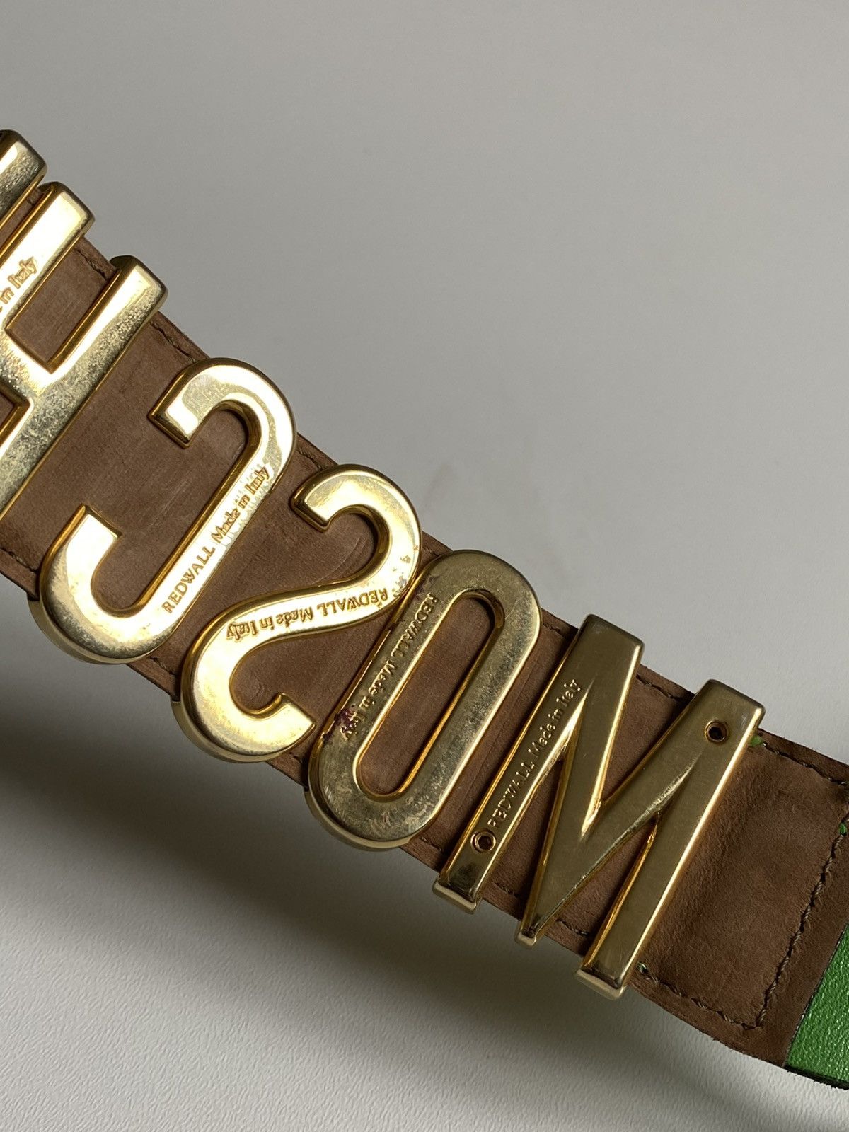 Moschino Moschino Logo Leather Belt Green Gold Logo Size ONE SIZE - 19 Thumbnail