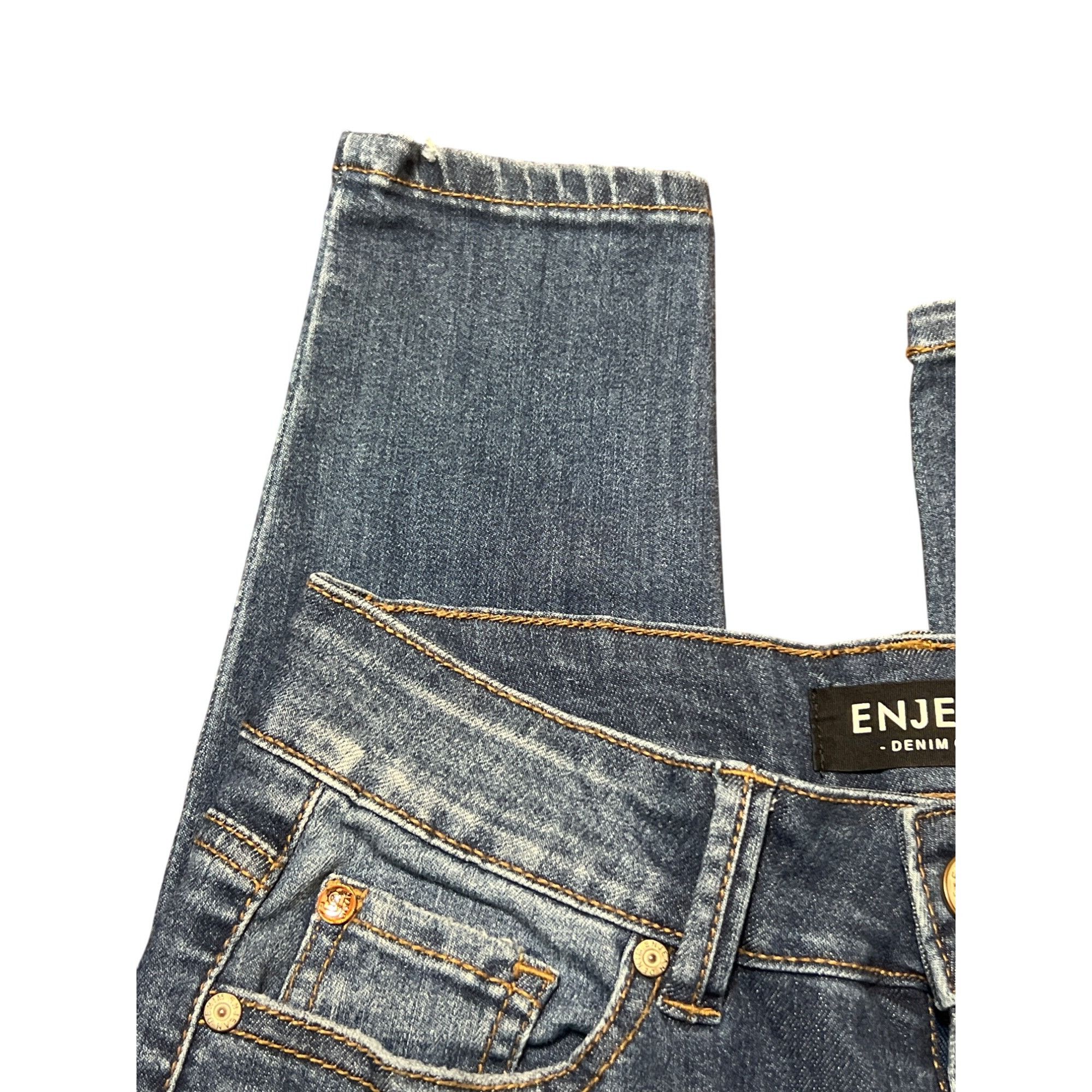 Other Enjean Denim Co. Distressed Skinny Jeans Blue Denim Size 3 Size 24" / US 00 / IT 34 - 3 Thumbnail