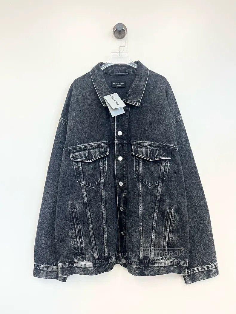 Balenciaga Black and grey distressed diamond studded denim
