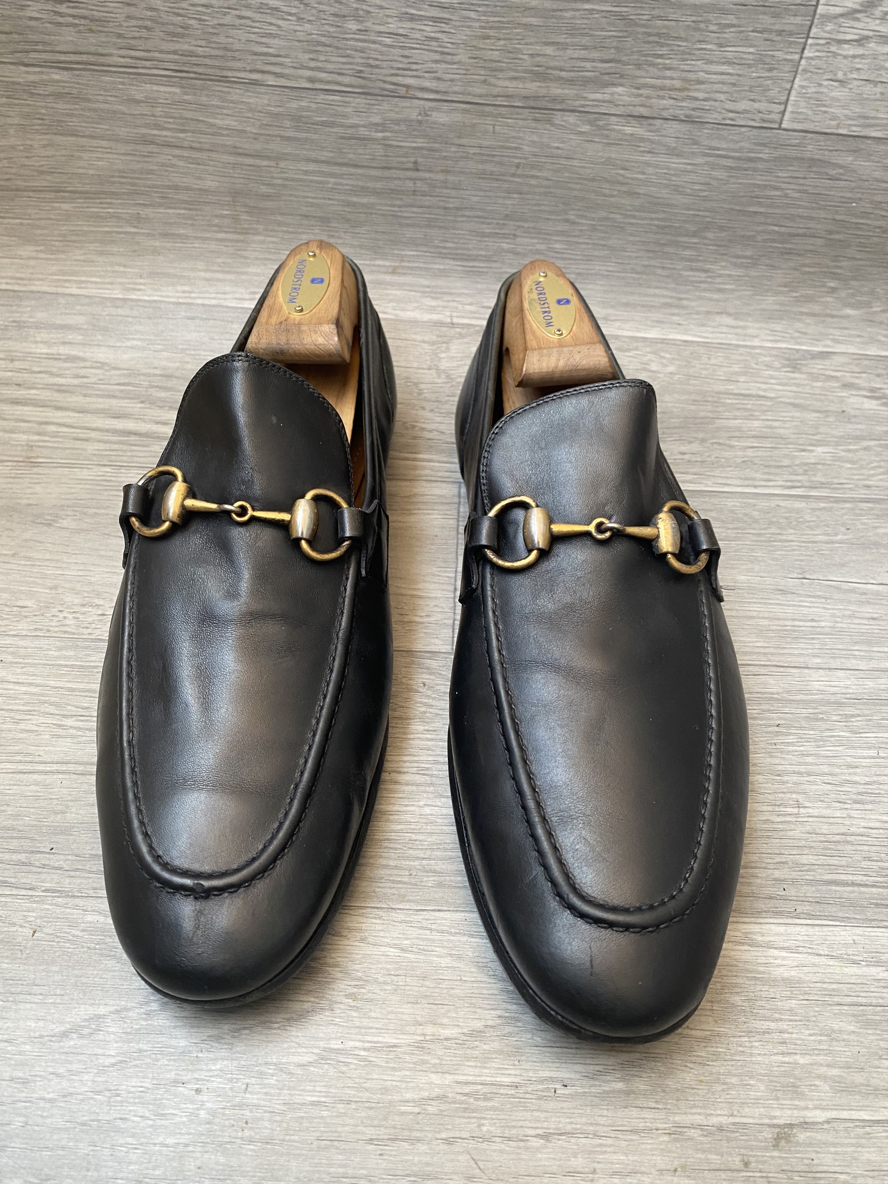 Gucci horsebit jordan black leather loafers sz 41
