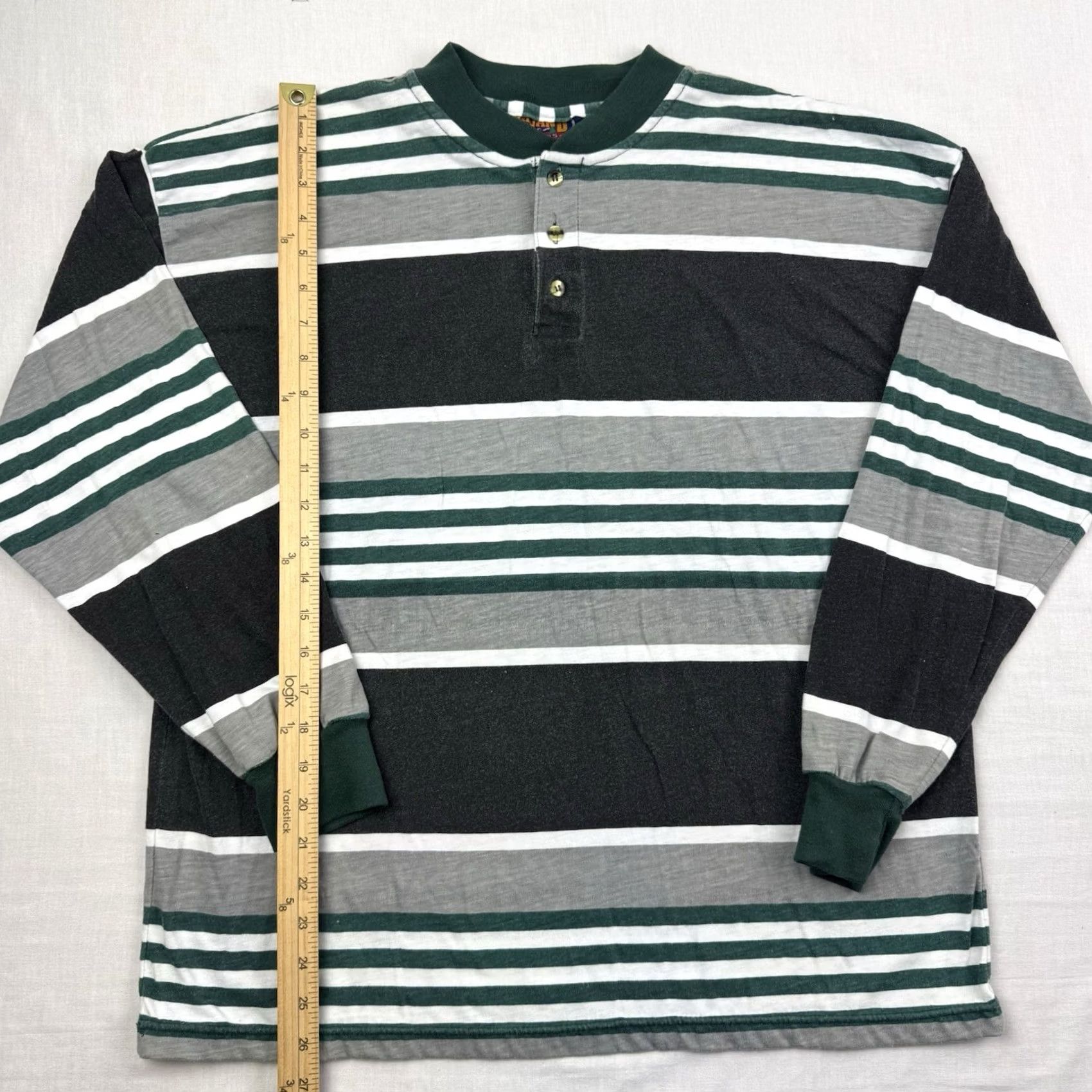 Vintage VINTAGE Highland Outfitters Henley Long Sleeve Shirt Adult L Striped Green 90s Outdoor Mens Size US L / EU 52-54 / 3 - 5 Thumbnail