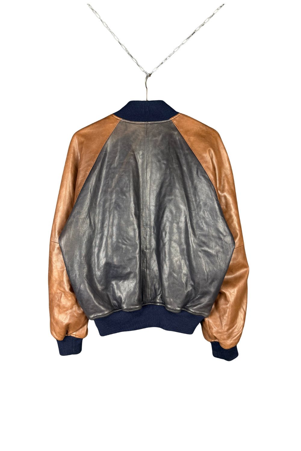 Polo Ralph Lauren PRL 90s Full-Leather Varsity (Black/Tan) Hong Kong Made Size US M / EU 48-50 / 2 - 3 Thumbnail