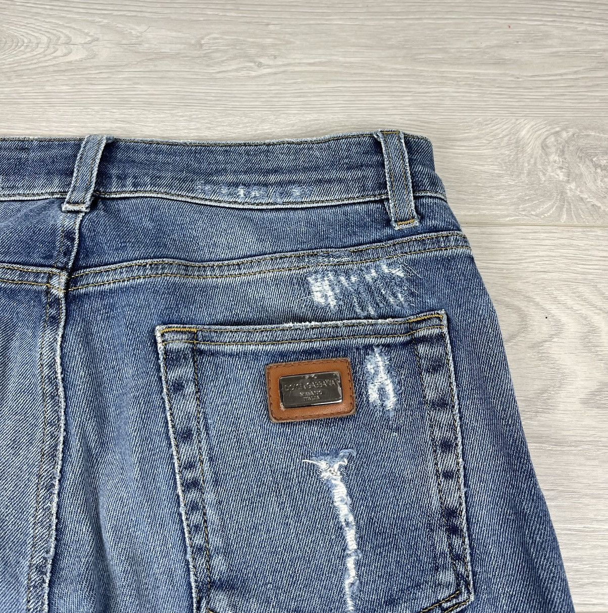 Dolce & Gabbana Dolce & Gabbana Distressed Slim Fit Blue Washed Denim Pants Size US 30 / EU 46 - 18 Thumbnail