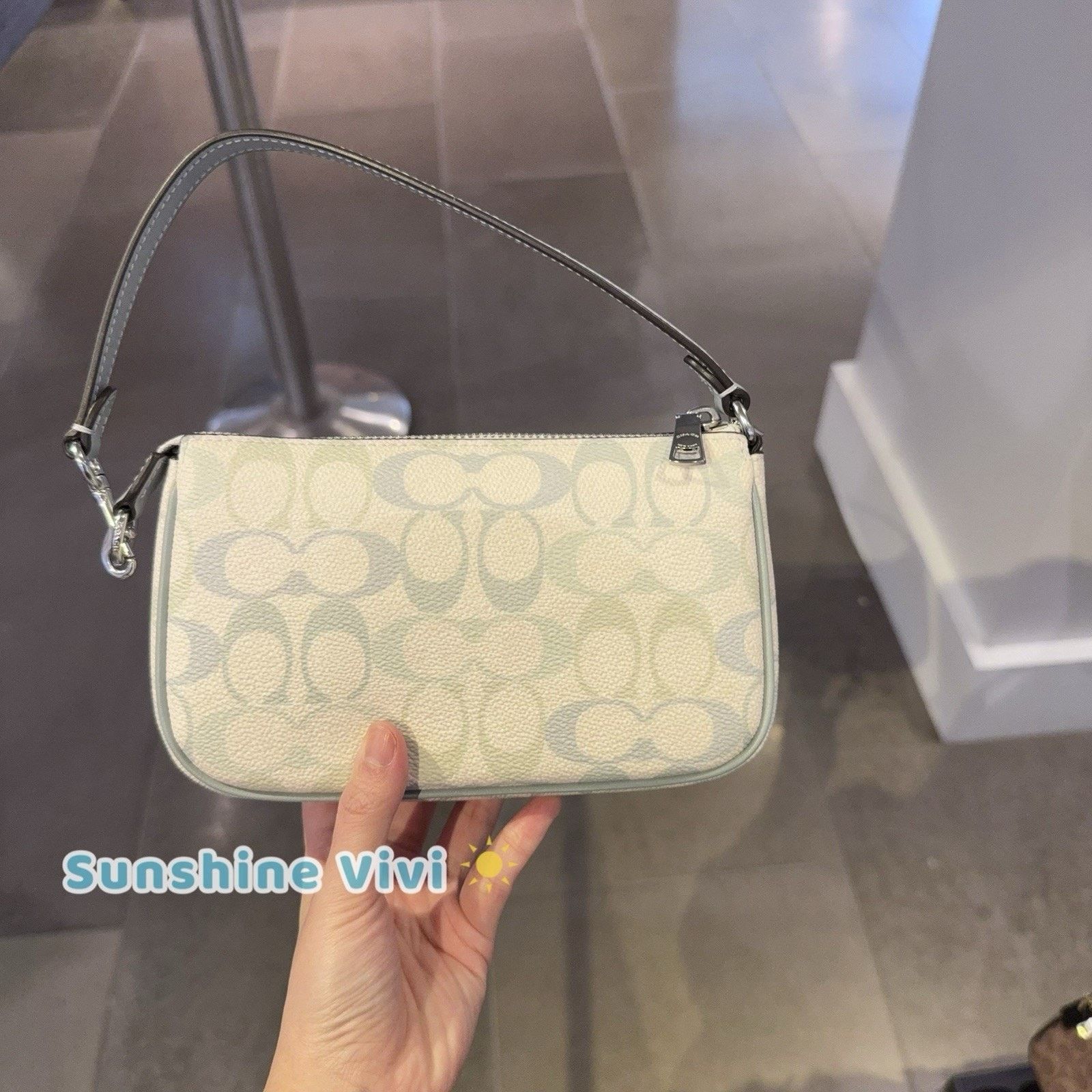 Coach NWT Coach Nolita 19 Pretty Canvas CDW29 Silver/Chalk/Blue Size ONE SIZE - 4 Thumbnail