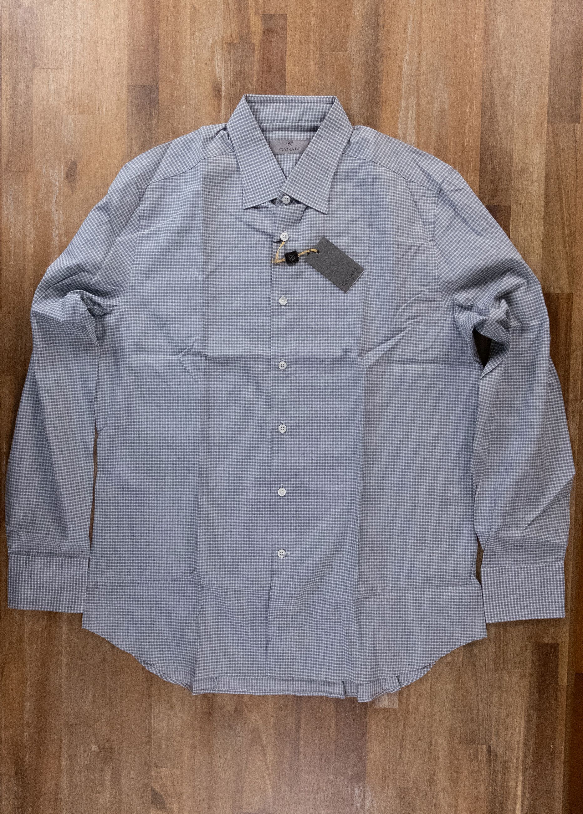 Canali CANALI green slim fit plaid gingham cotton dress shirt 43 17 Grailed
