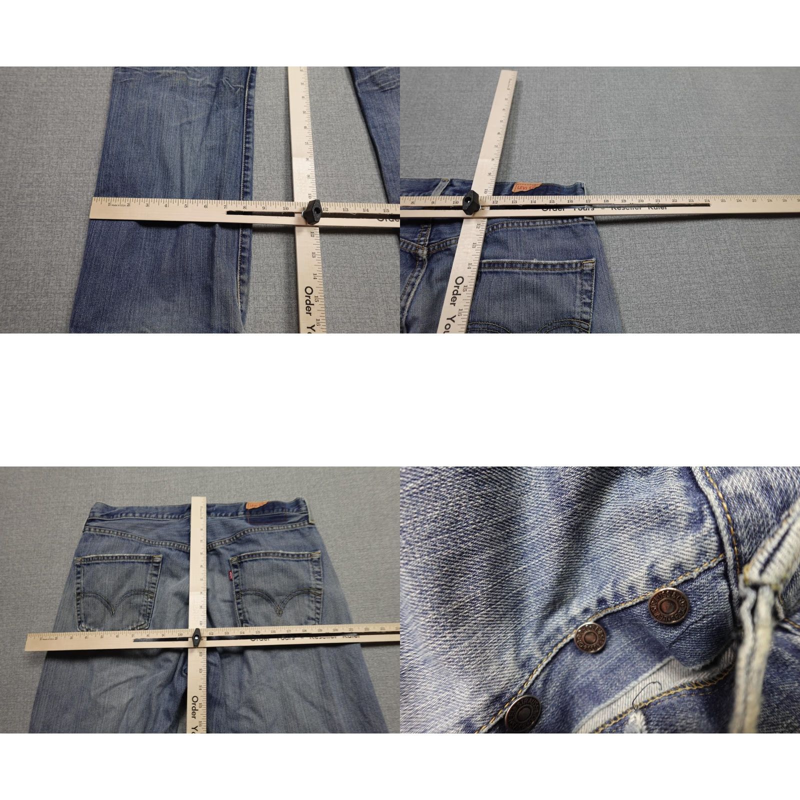 Levi's Levi's 501 Jeans Straight Button Fly Light Wash Denim 36 Mens Blue Distressed 5-Pocket Modern Regular Rise Size US 36 / EU 52 - 8 Thumbnail
