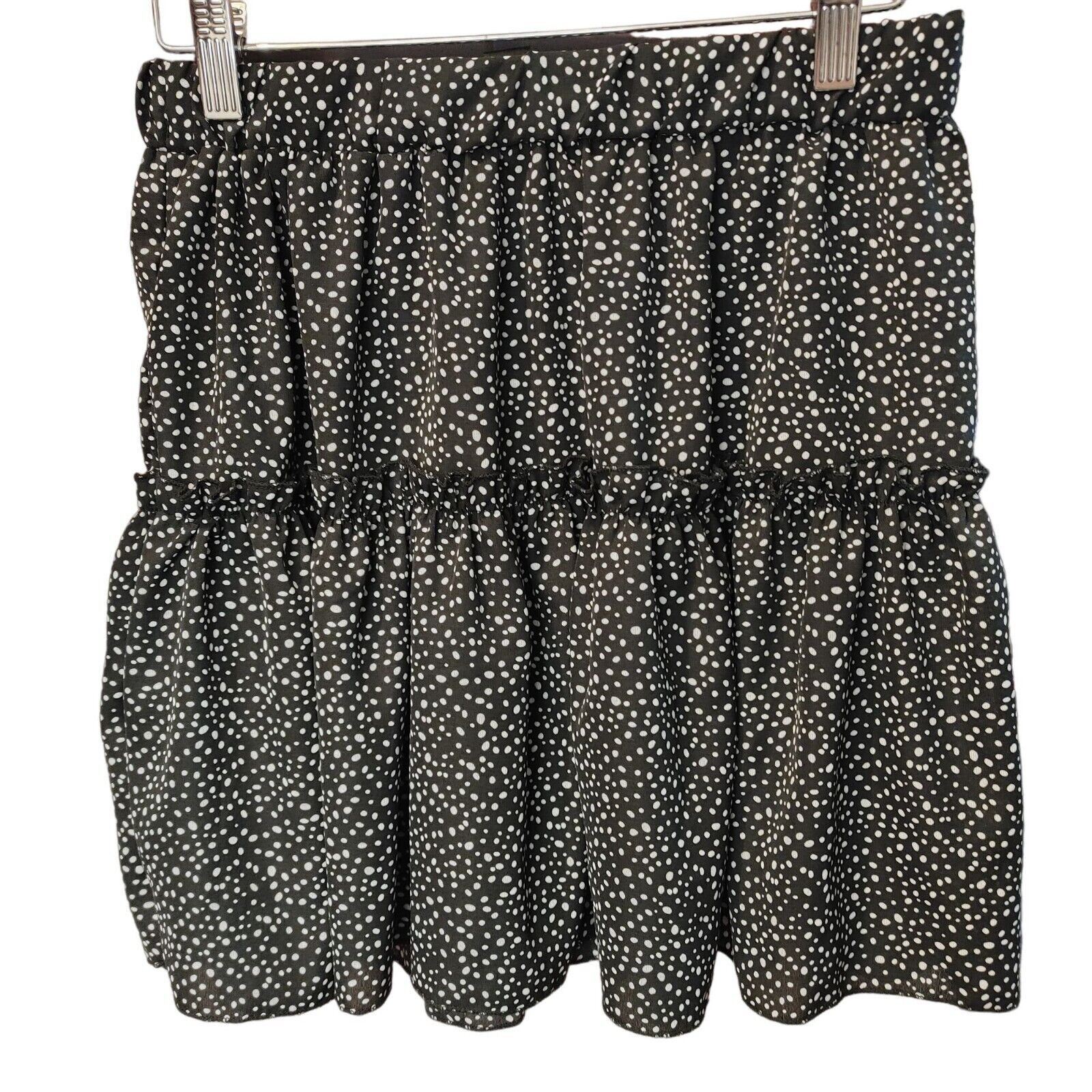 Shein Shein | Women's Black/White Polka Dot Tiered Mini Skirt M Size 28" / US 6 / IT 42 - 2 Thumbnail