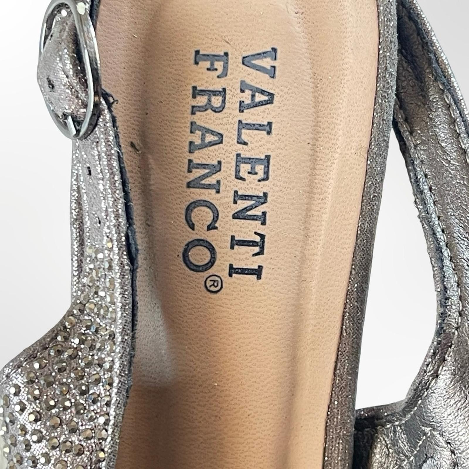 Other Valenti Franco Silver Rhinestone Slingback Block Heels - 7.5 Size US 7.5 / IT 37.5 - 6 Thumbnail