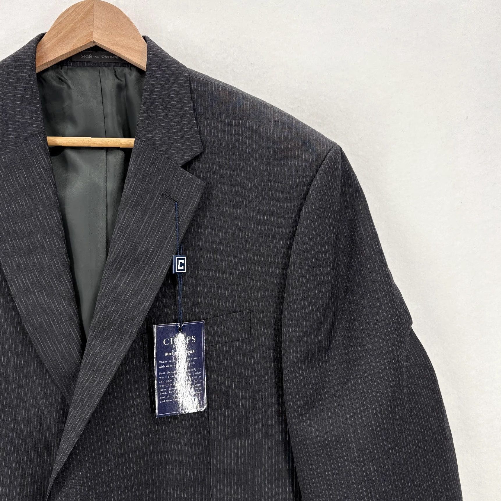 Chaps Chaps Suit Jacket Sport Coat Mens 44S Gray Pinstripe Wool Blend Two Button NWT Size 44R - 2 Thumbnail