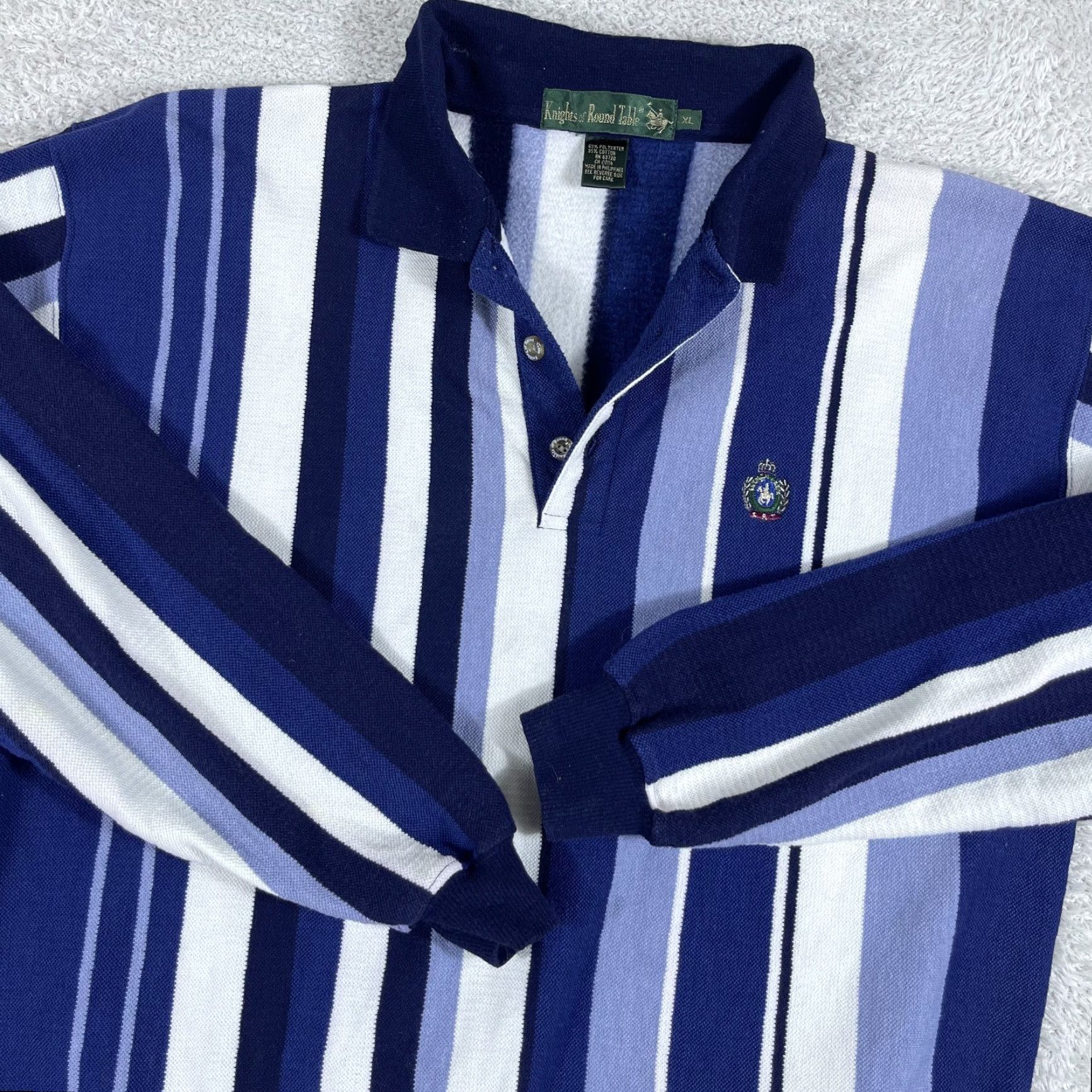 Vintage VINTAGE Knights of the Round Table Polo Sweatshirt Men’s XL Blue Striped Rugby 90s Size US XL / EU 56 / 4 - 2 Thumbnail