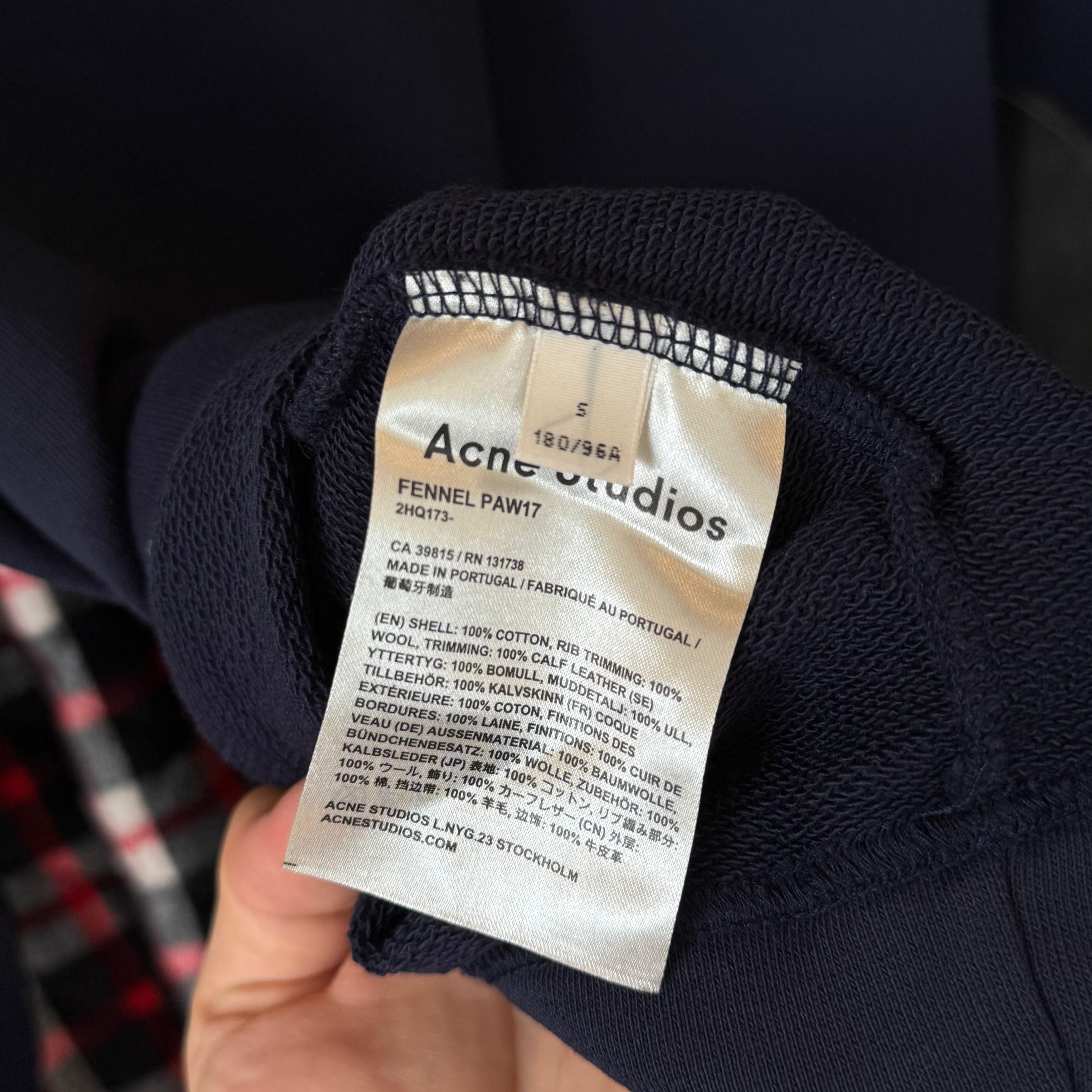 Acne Studios Navy Blue Sweater with Black Leather Elbow Pads Size US S / EU 44-46 / 1 - 7 Thumbnail