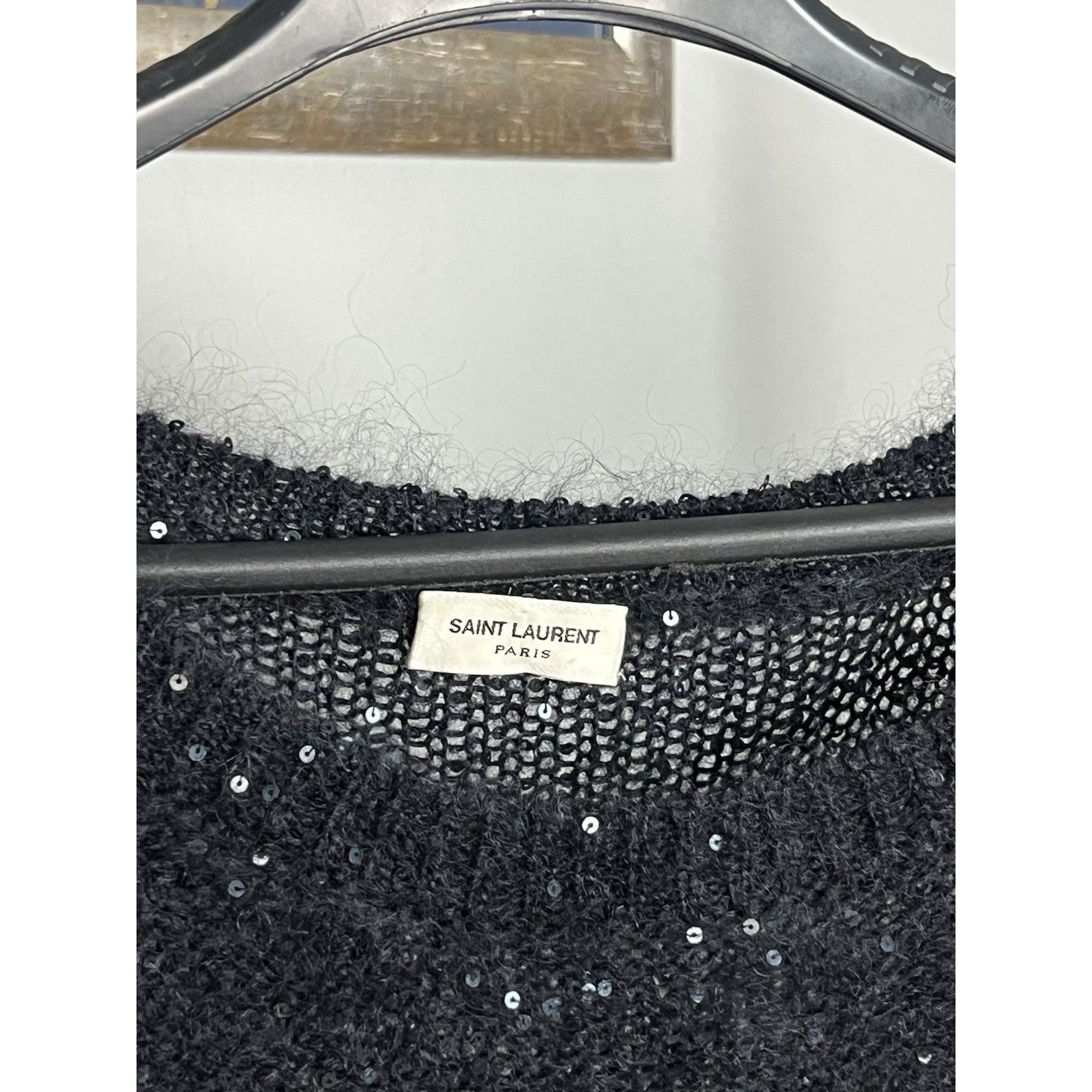 Saint Laurent Paris Saint Laurent RECENT Black Wool Oversized Glitter Knitted Cr Size M / US 6-8 / IT 42-44 - 14 Thumbnail
