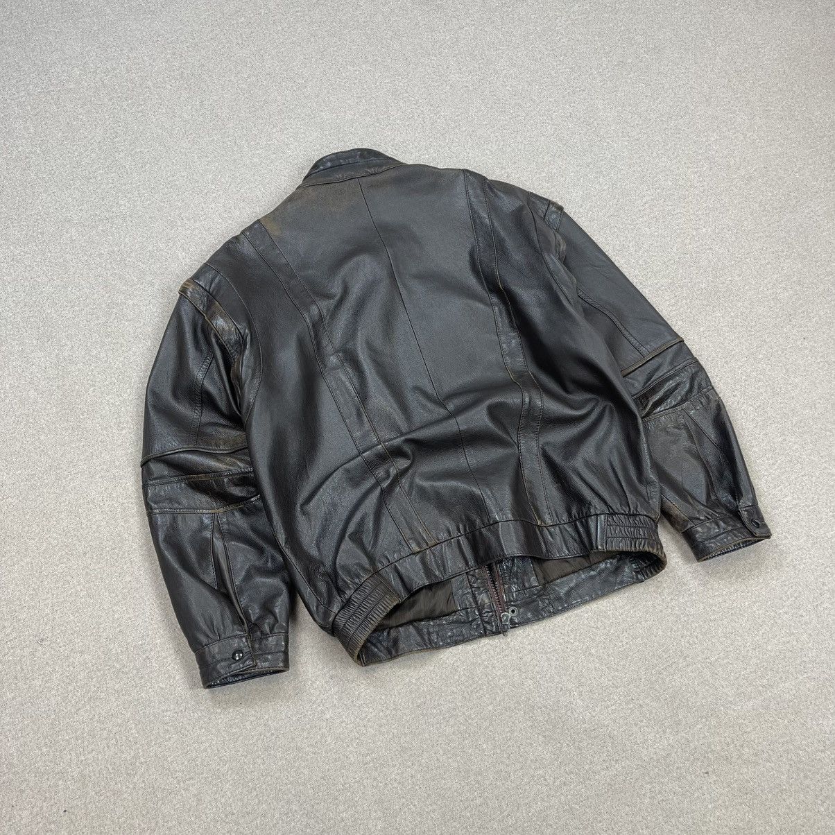 Leather × Vintage VINTAGE GENUINE LEATHER 2in1 BROWN BOMBER JACKET + VEST Size US L / EU 52-54 / 3 - 5 Thumbnail