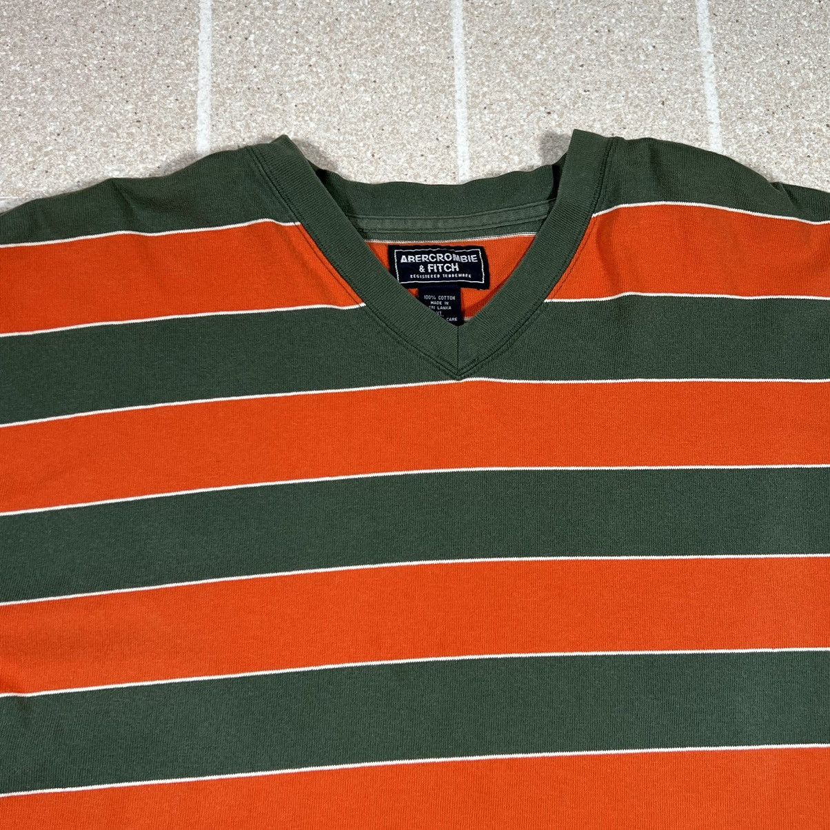 Abercrombie & Fitch × Vintage Vintage ABERCROMBIE & FITCH T Shirt Green Orange Striped Size US XL / EU 56 / 4 - 4 Thumbnail