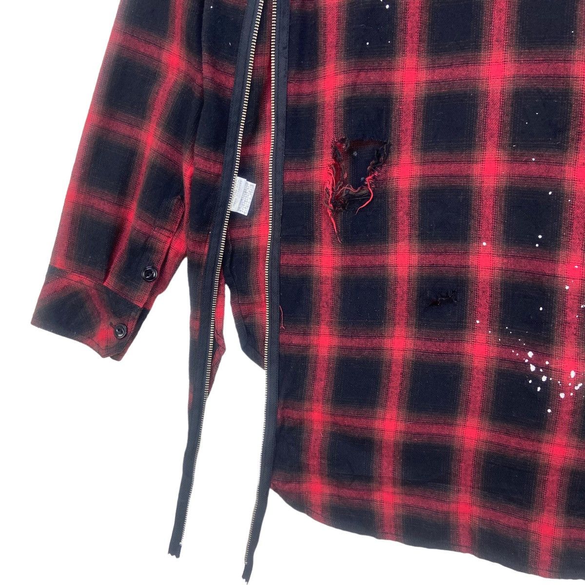 Flannel Japanese Brand Black Flame Gothic Punk Distressed Flannel Size US S / EU 44-46 / 1 - 13 Thumbnail