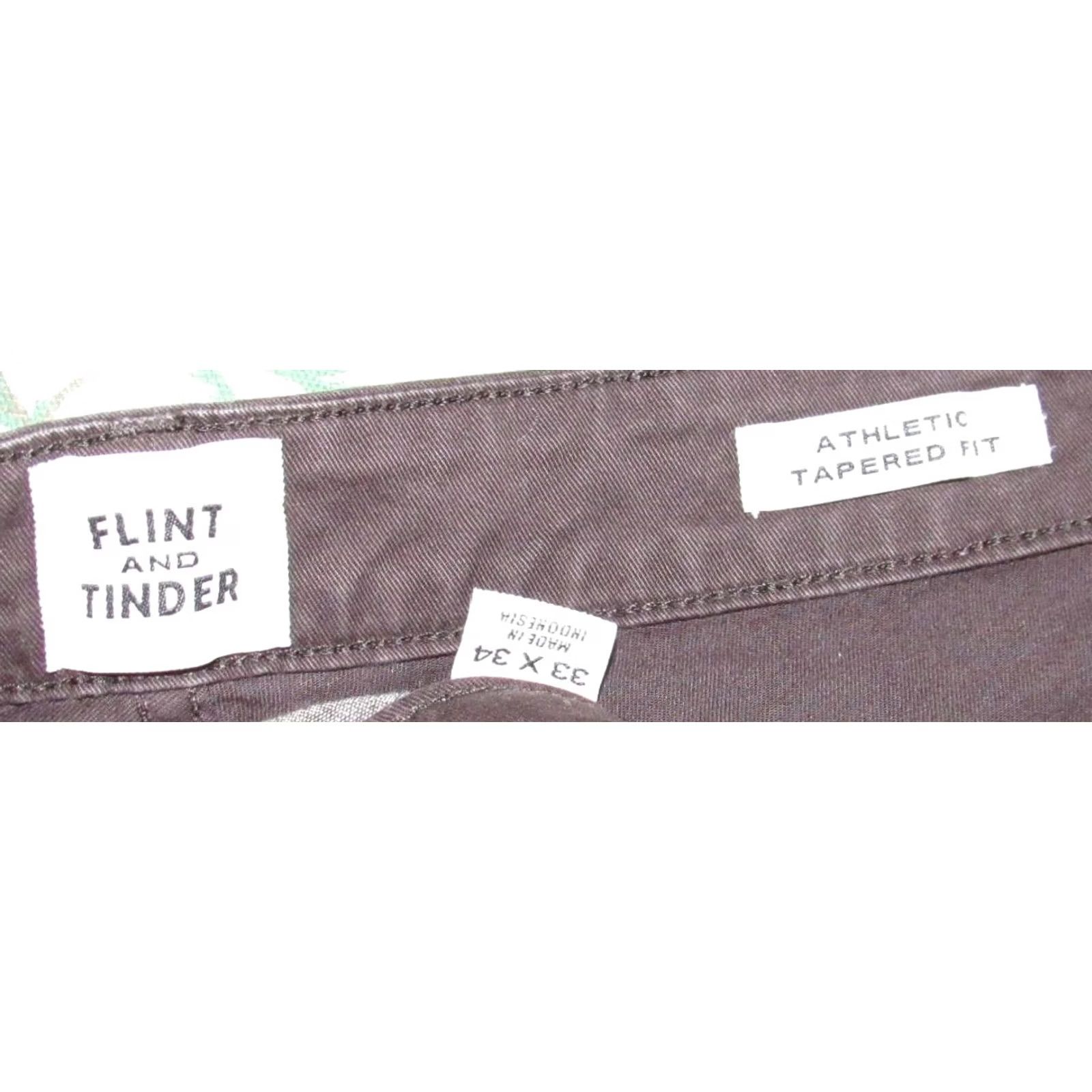 Vintage Flint & Tinder Brown Chino Pants Athletic Tapered Fit 33 x 34 Men Regular 33 Inseam Brown Chino Mens Size US 33 - 5 Thumbnail
