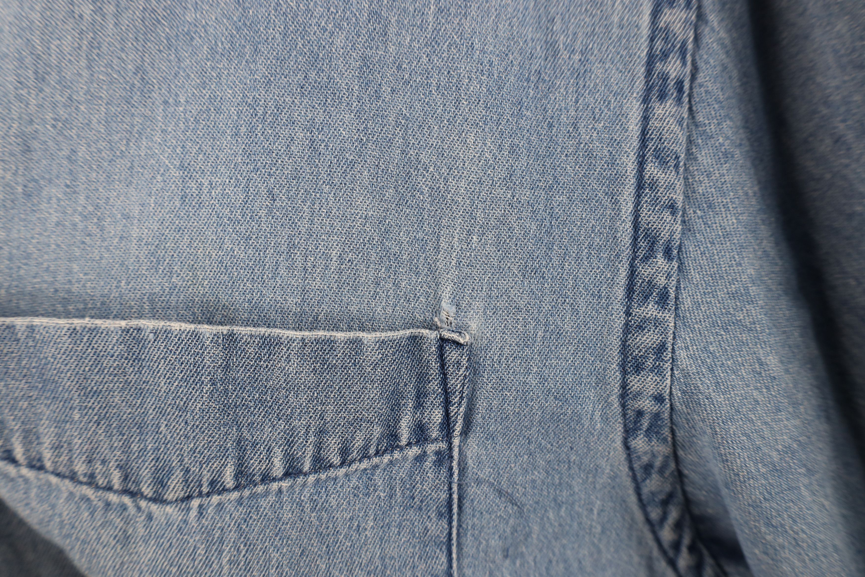 Vintage Vintage 90s Streetwear Blank Short Sleeve Denim Button Shirt Size US XXL / EU 58 / 5 - 5 Thumbnail