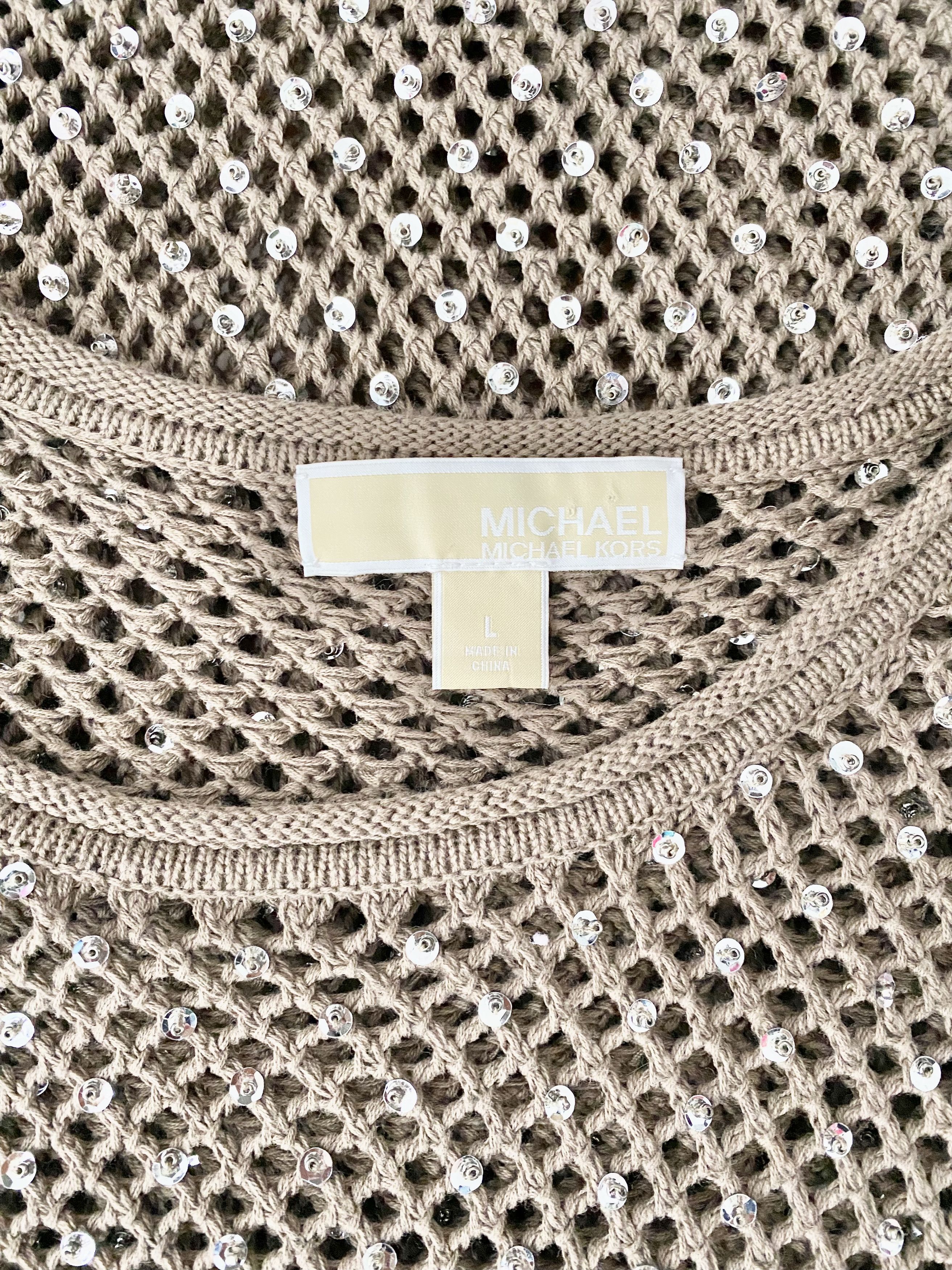 Michael Kors Michael Kors - Brown Crochet Large Knit Sweater Dress Size L / US 10 / IT 46 - 6 Thumbnail