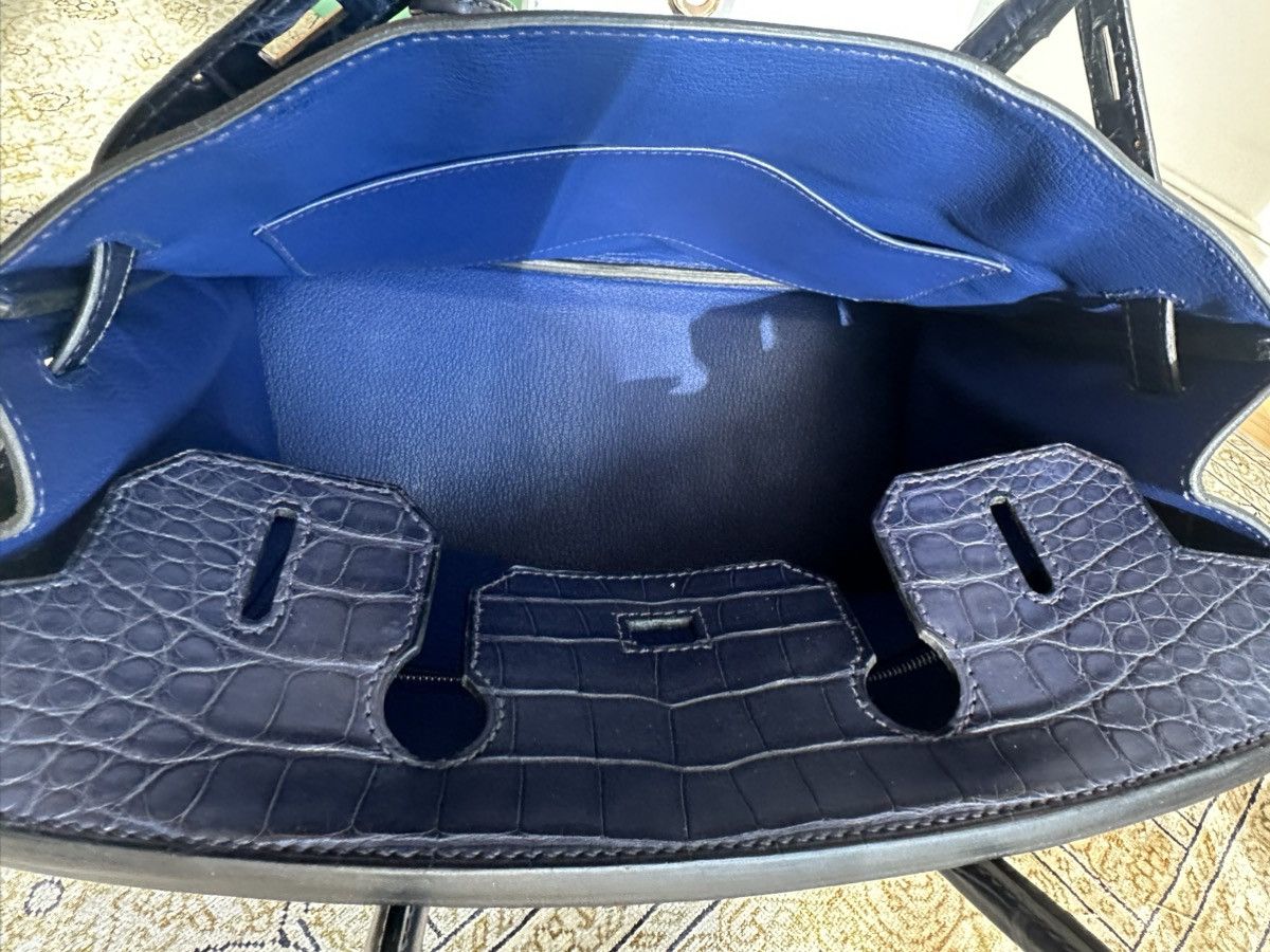 Hermes Hermès Bleu Marine Matte Mississipiensis Alligator Birkin 30 Size ONE SIZE - 4 Thumbnail