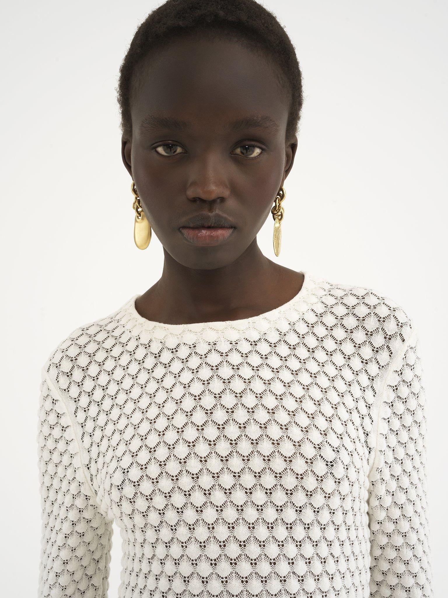 Chloe o1loc1c11025 Cotton Pointelle Mini Dress in White Size S / US 4 / IT 40 - 5 Thumbnail