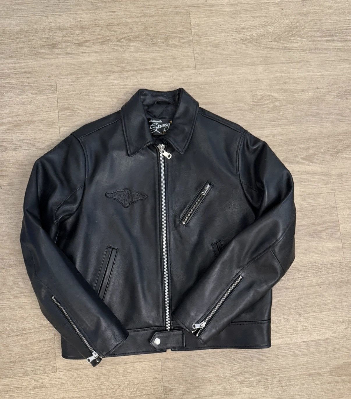 Stussy Small- Stussy X Goldie Metalheadz 30 Varsity Jacket Black