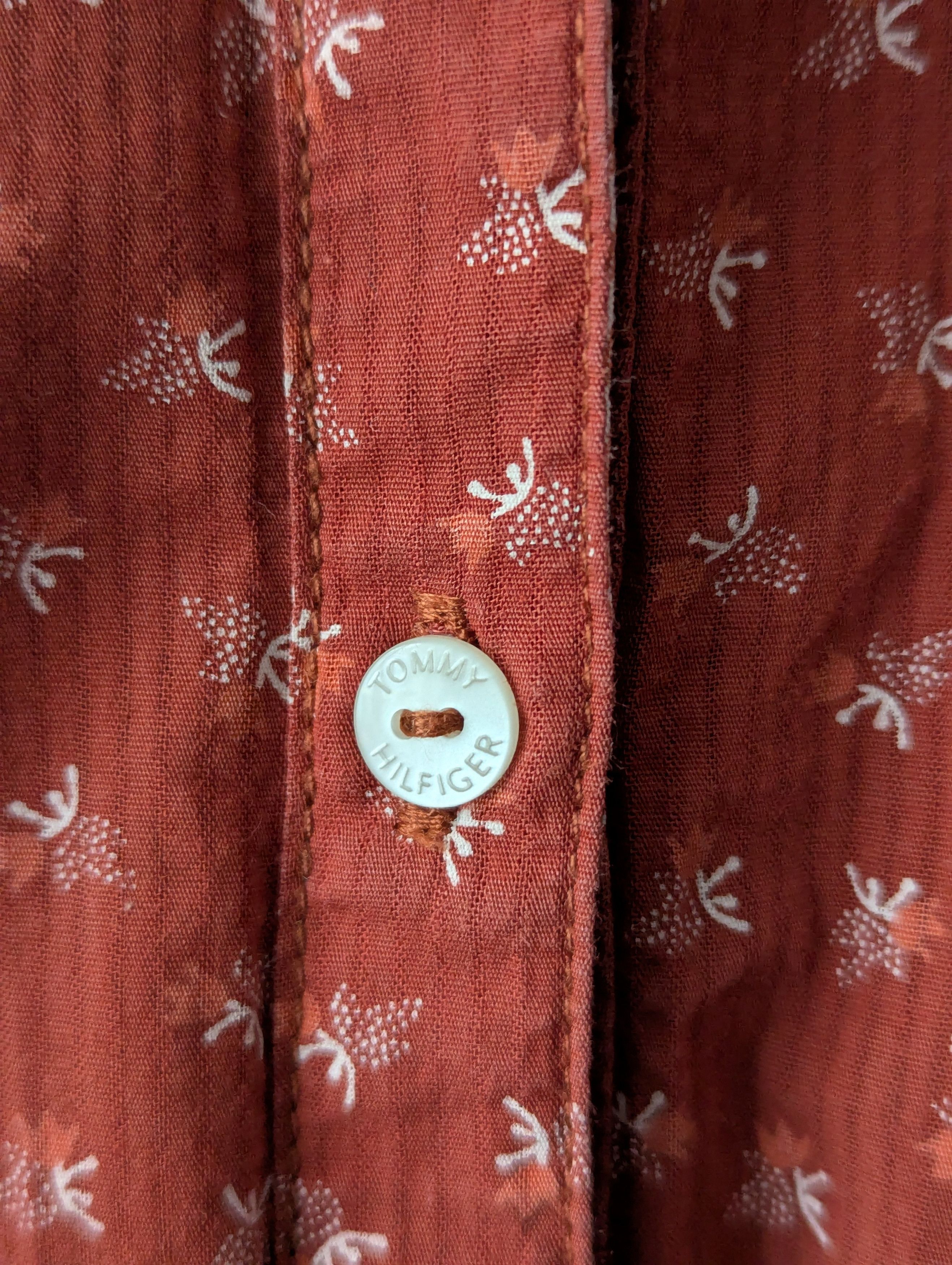 Tommy Hilfiger Tommy Hilfiger Printed Cotton Shirt Fitted Rust Orange Brown Size M / US 6-8 / IT 42-44 - 6 Thumbnail